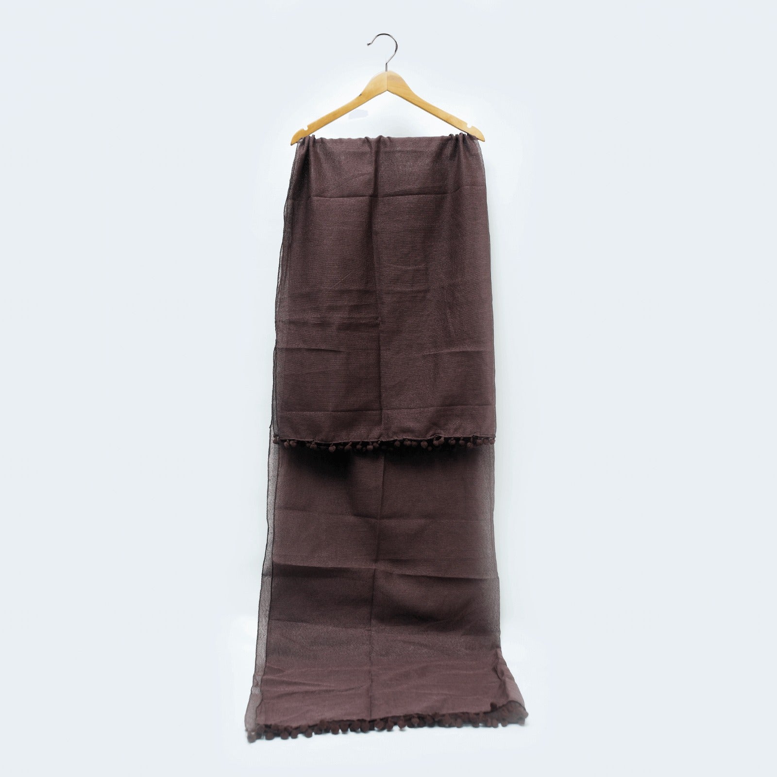 Khaddi Woven Two Sided Lace Coffee Brown Dupatta
