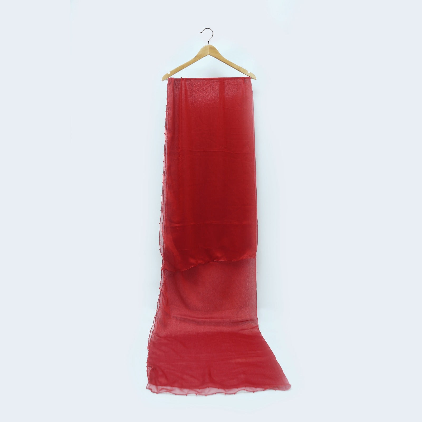 Chiffon Red All sided Lace Dupatta