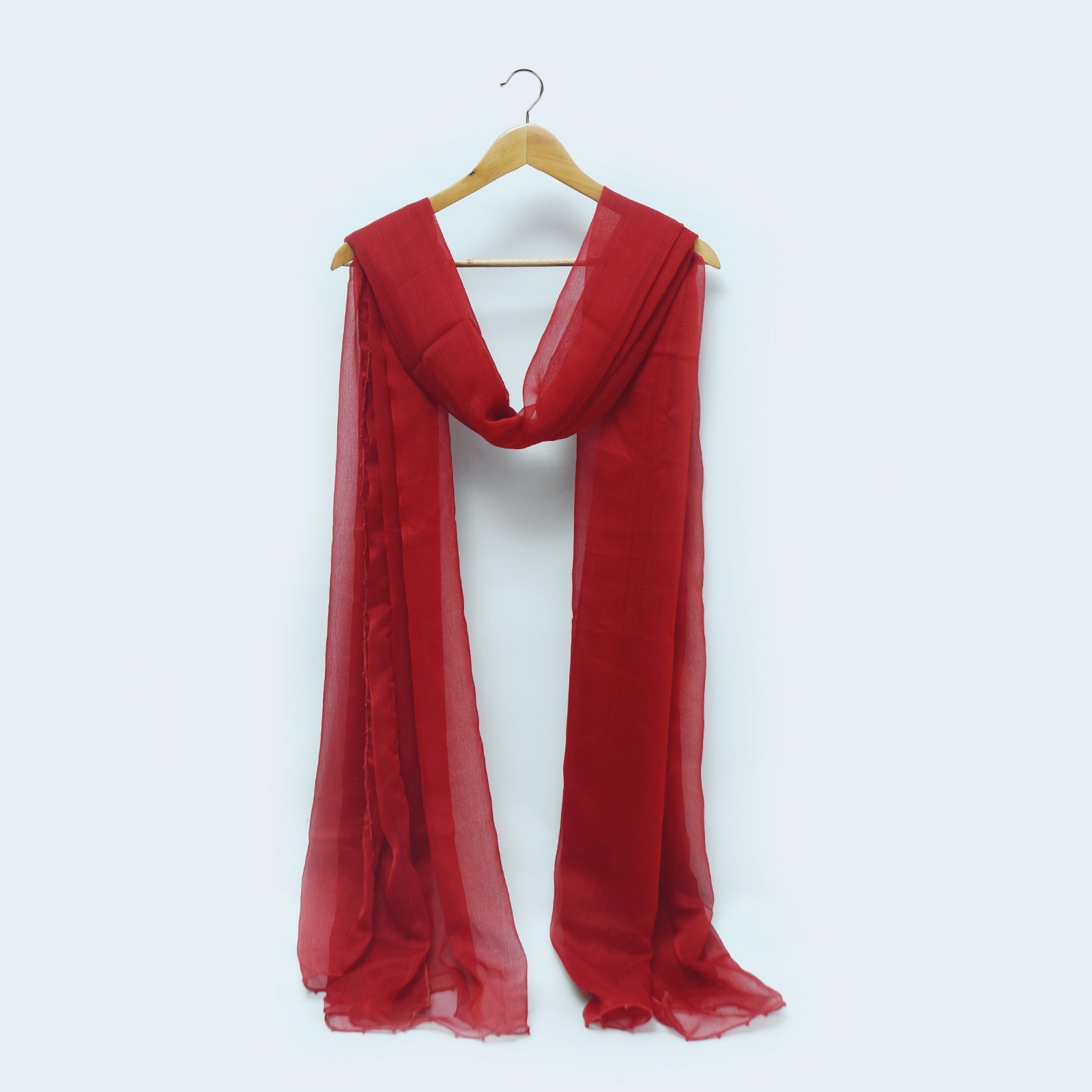 Chiffon Red All sided Lace Dupatta