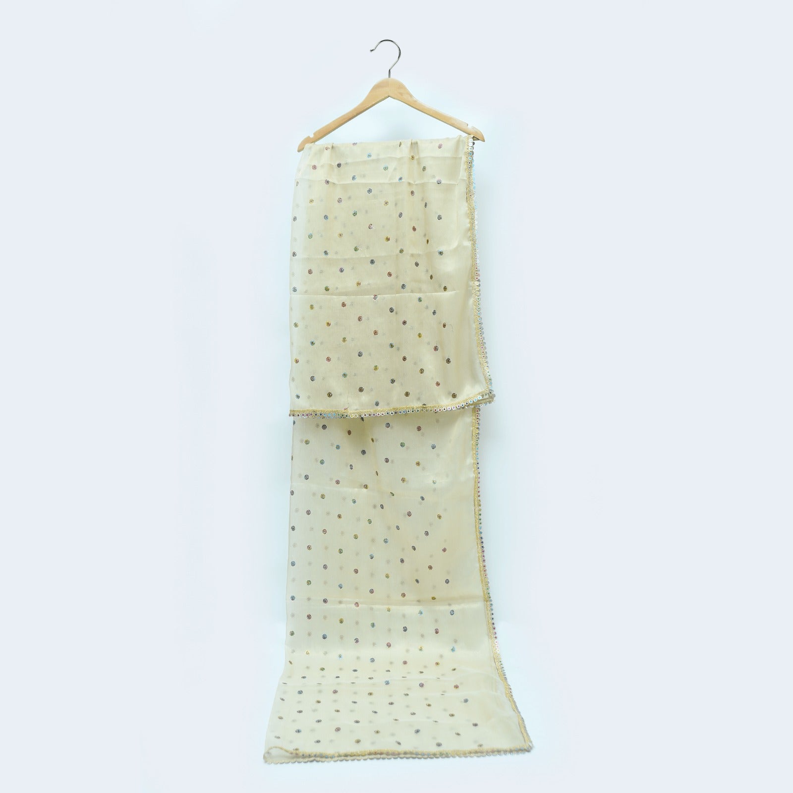 Mesuri Multi Embroidered Bindi All Sided Lace Dupatta