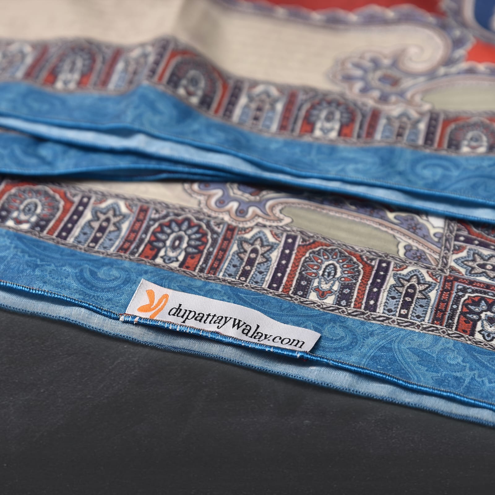 Poly Lawn French Blue Elephant Printed Dupatta