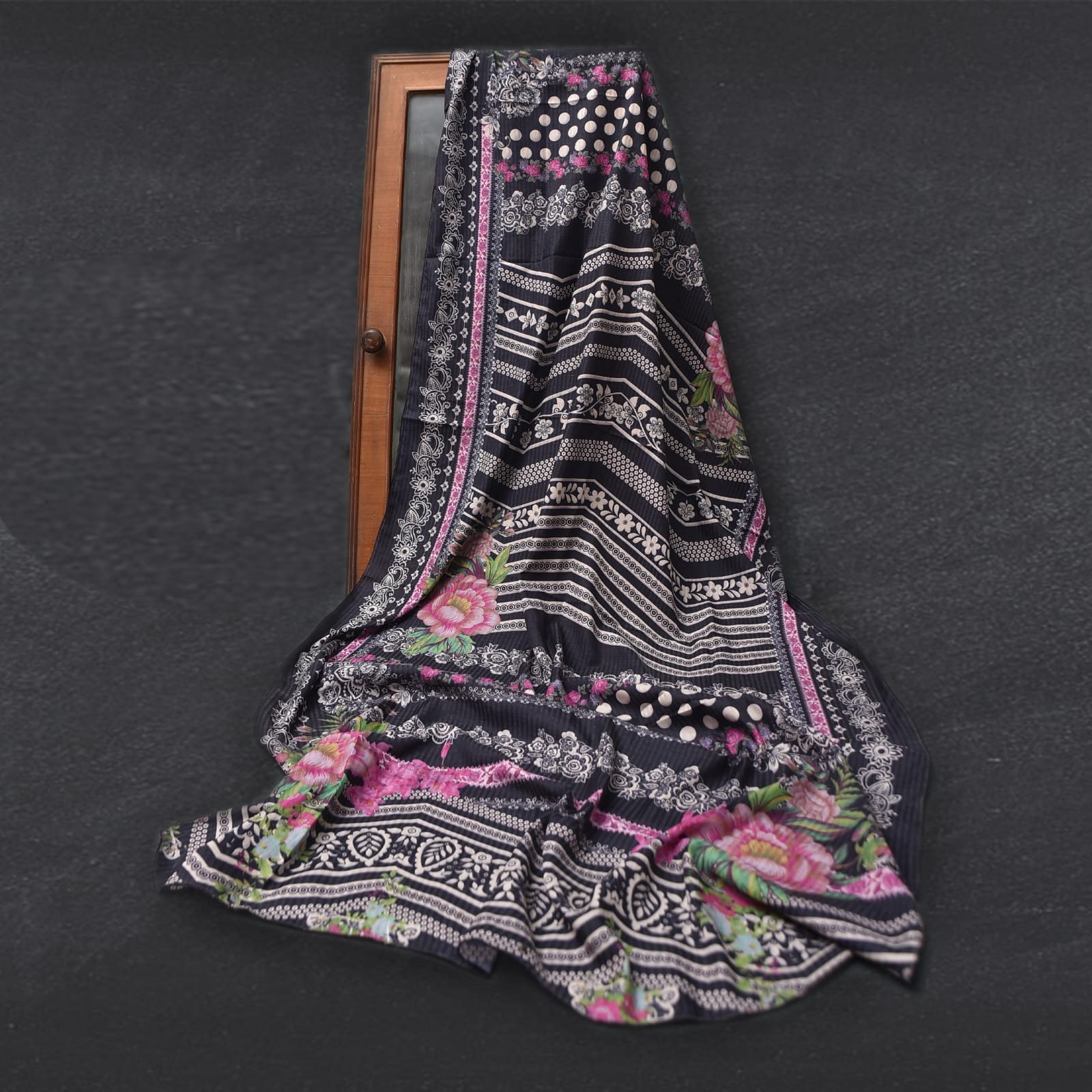 Poly Lawn Blueberry Floral Printed Dupatta