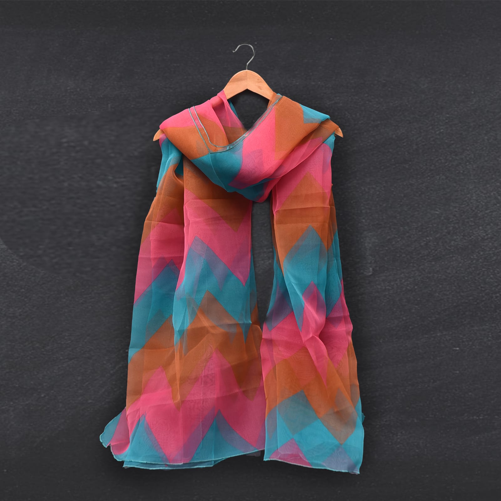 Organza Multi Chevron Printed Dupatta