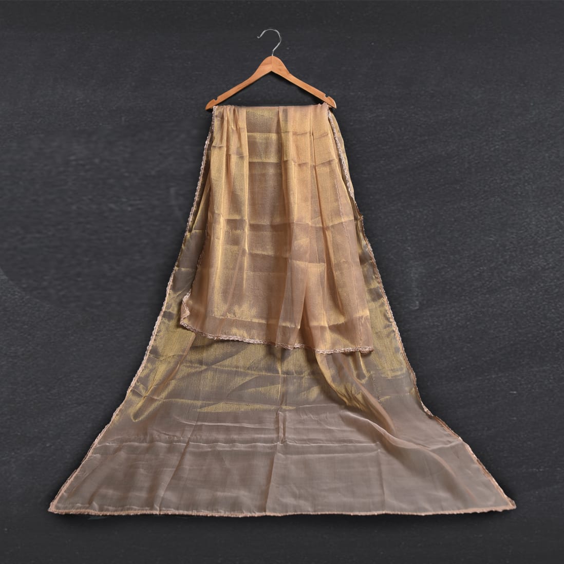 Mesuri Peach All Sided Lace Dupatta
