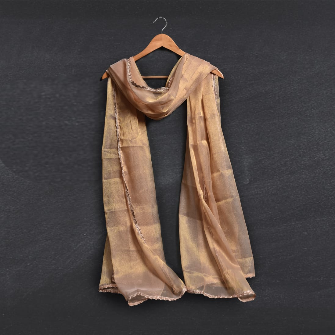 Mesuri Peach All Sided Lace Dupatta