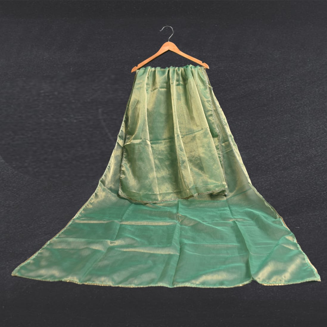 Mesuri Sage Green All Sided Lace Dupatta