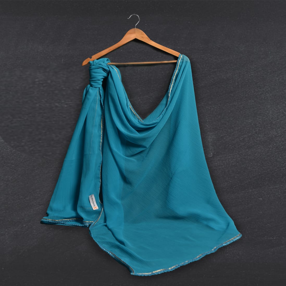 Chiffon Sapphire Blue All sided Lace Dupatta