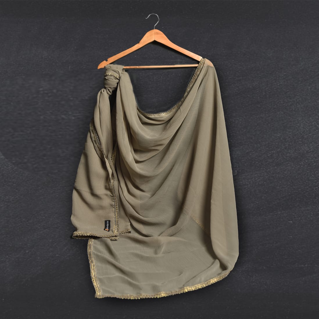 Chiffon Tortilla Brown All sided Lace Dupatta