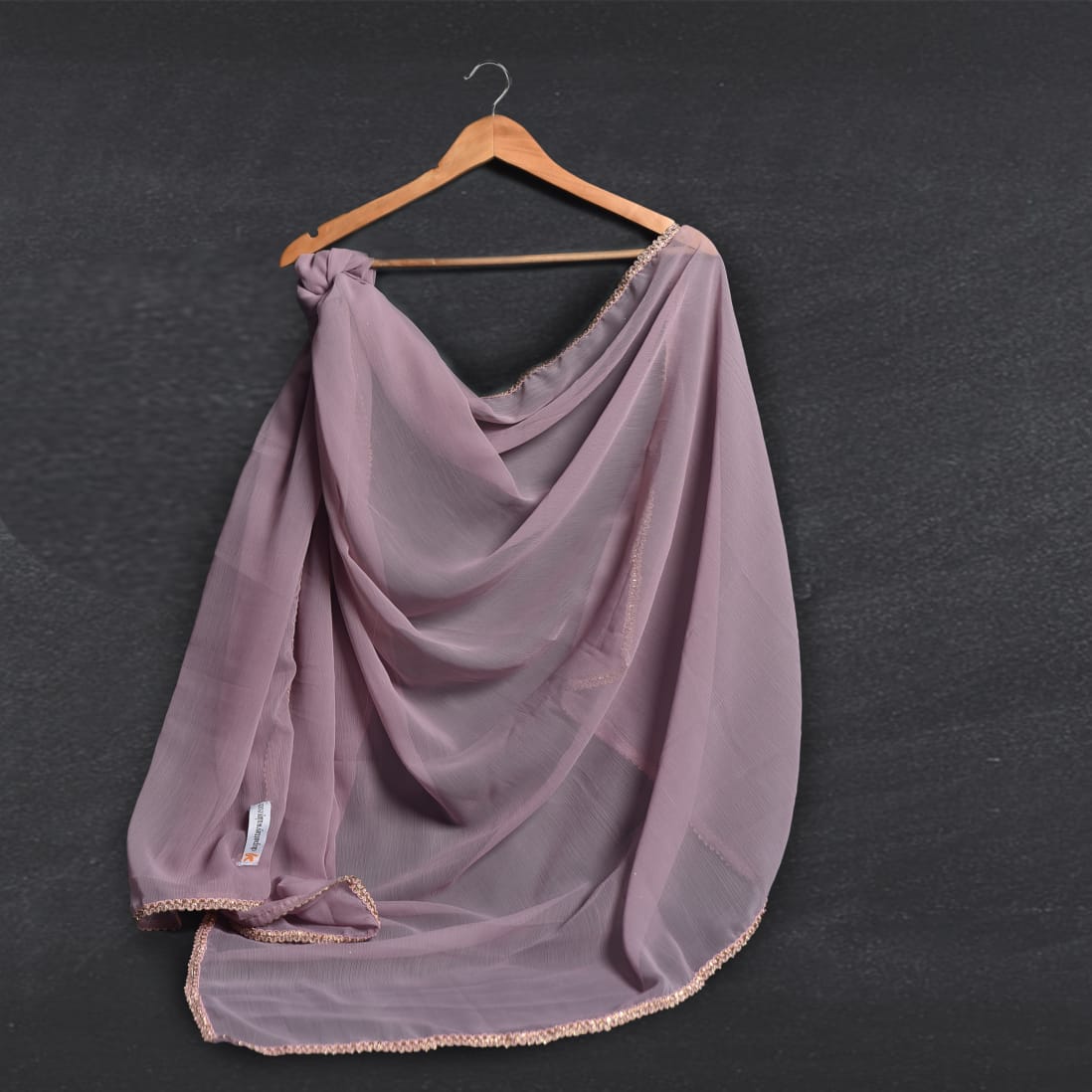Chiffon Mauve All sided Lace Dupatta