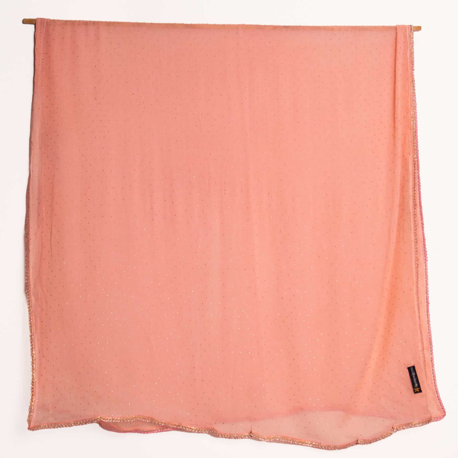 Chiffon Peach Swarovski All sided Lace Dupatta