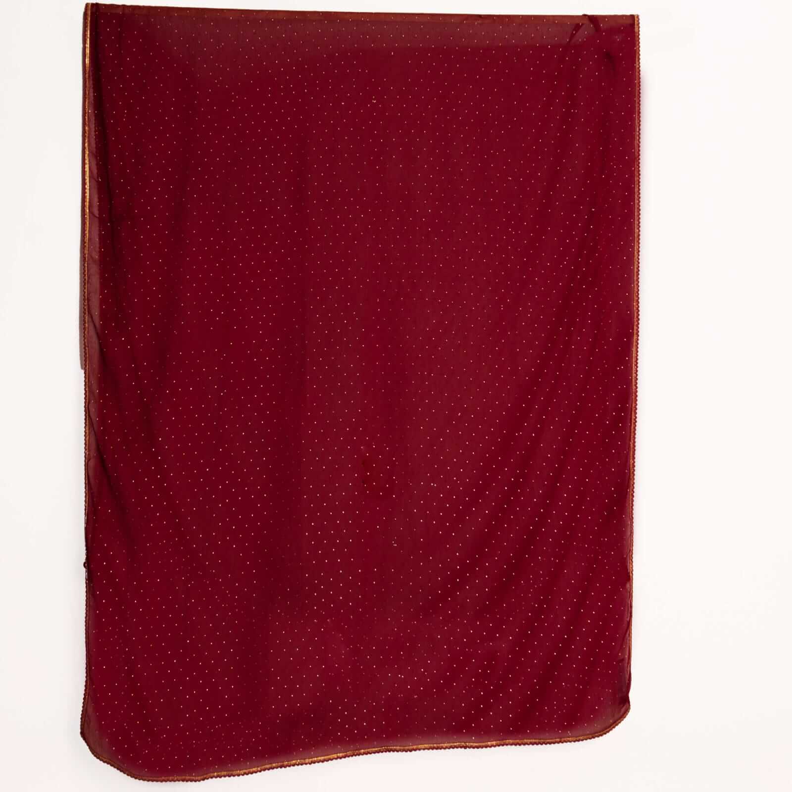 Chiffon Maroon Swarovski All sided Lace Dupatta