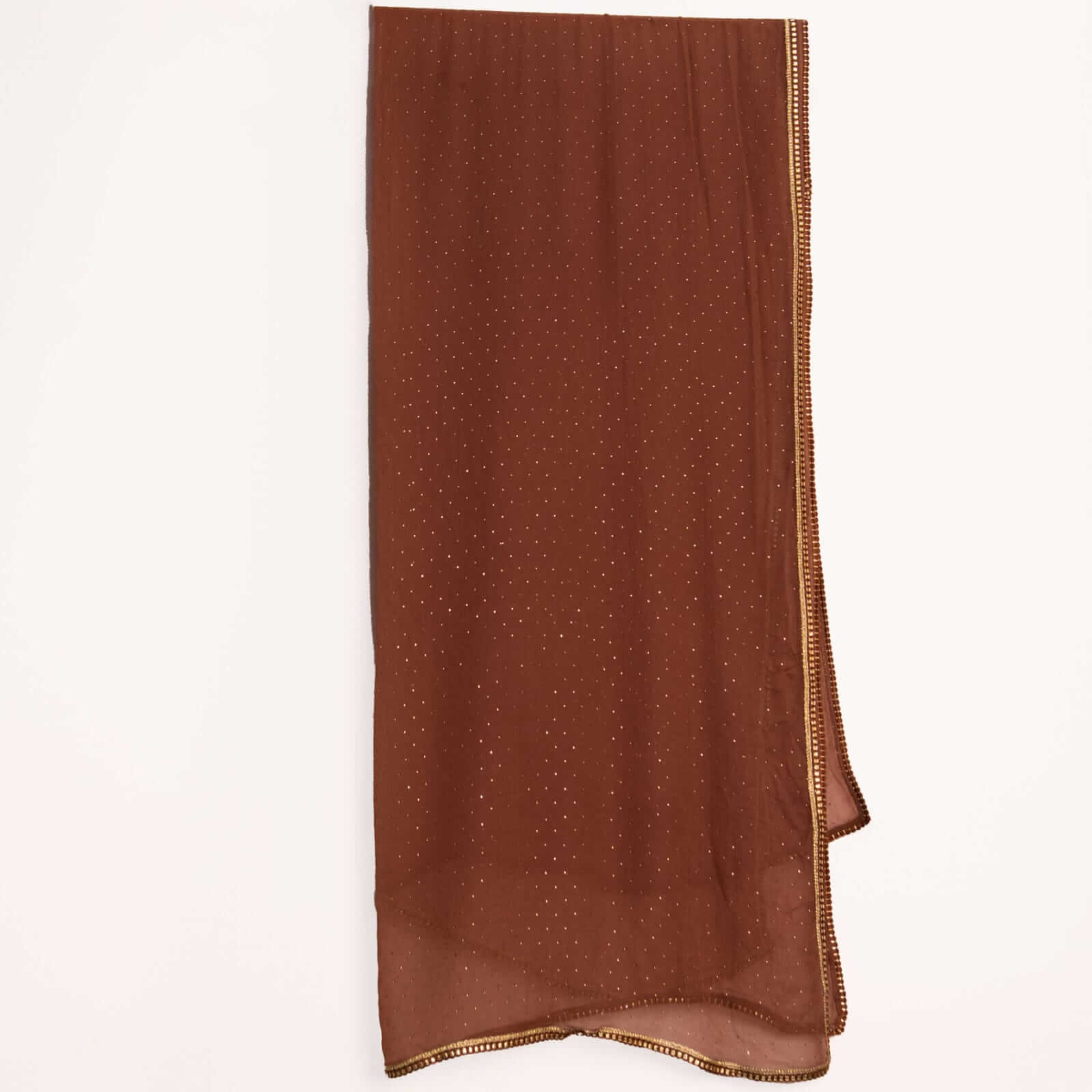 Chiffon Hazelnut Brown Swarovski All sided Lace Dupatta