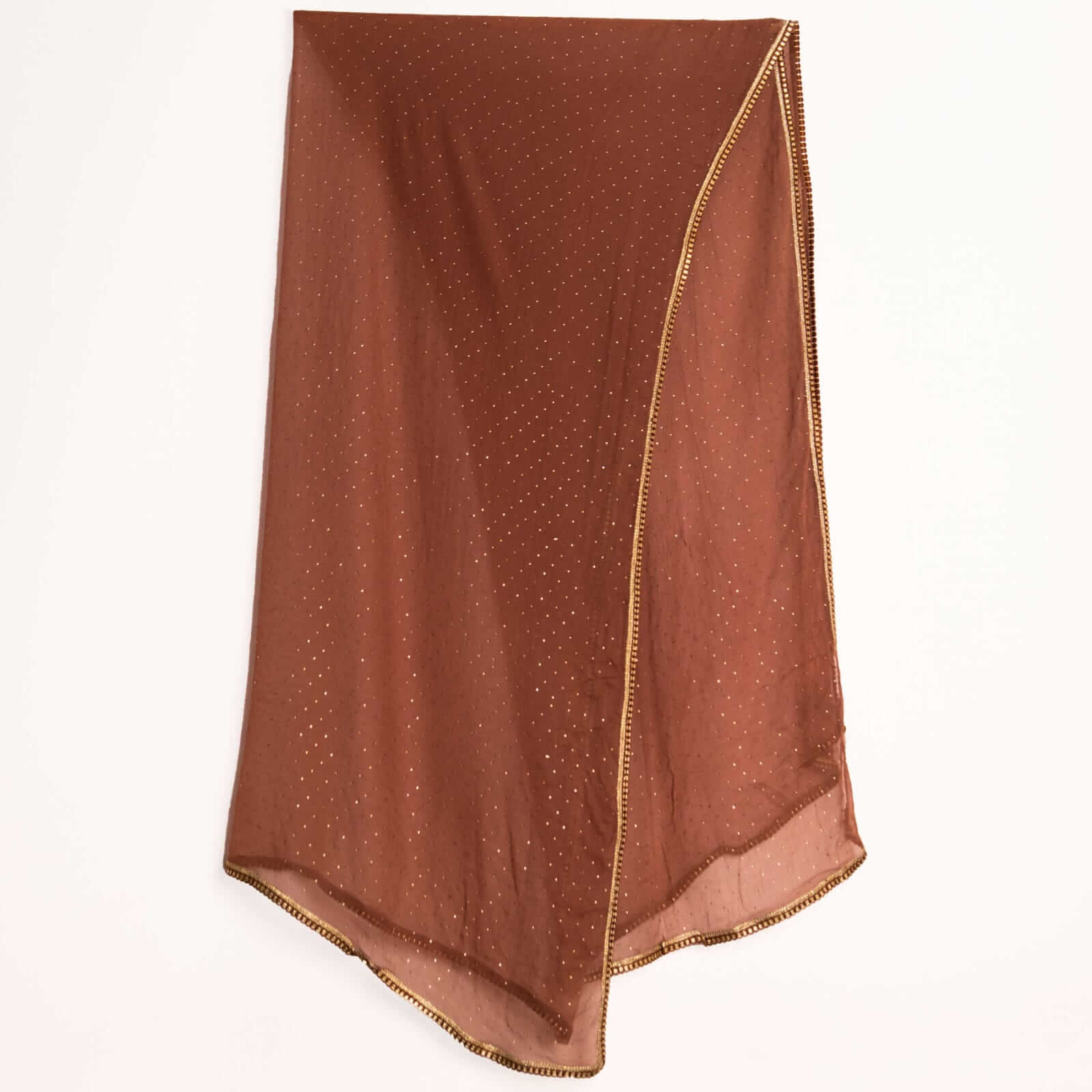Chiffon Hazelnut Brown Swarovski All sided Lace Dupatta