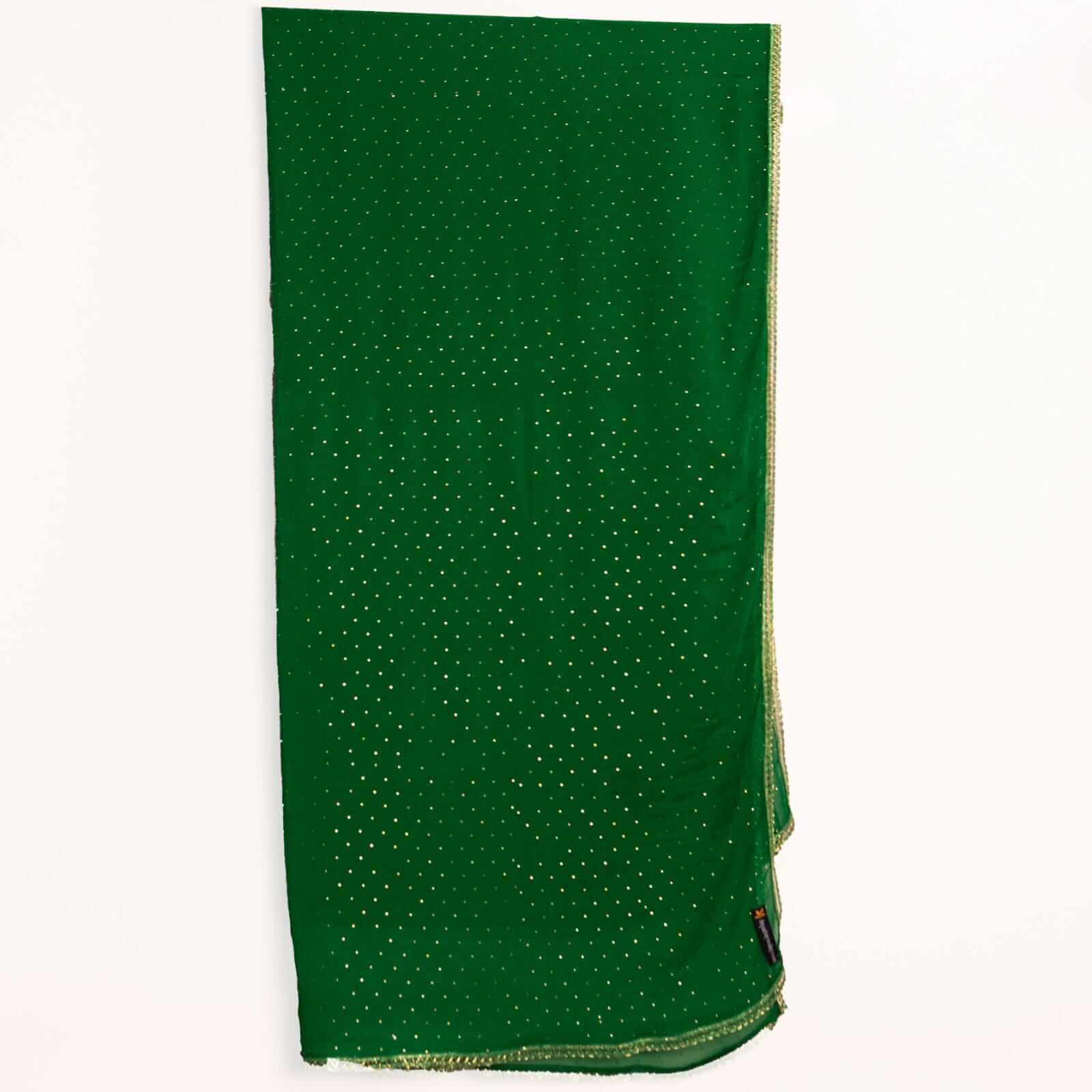 Chiffon Bottle Green Swarovski All sided Lace Dupatta