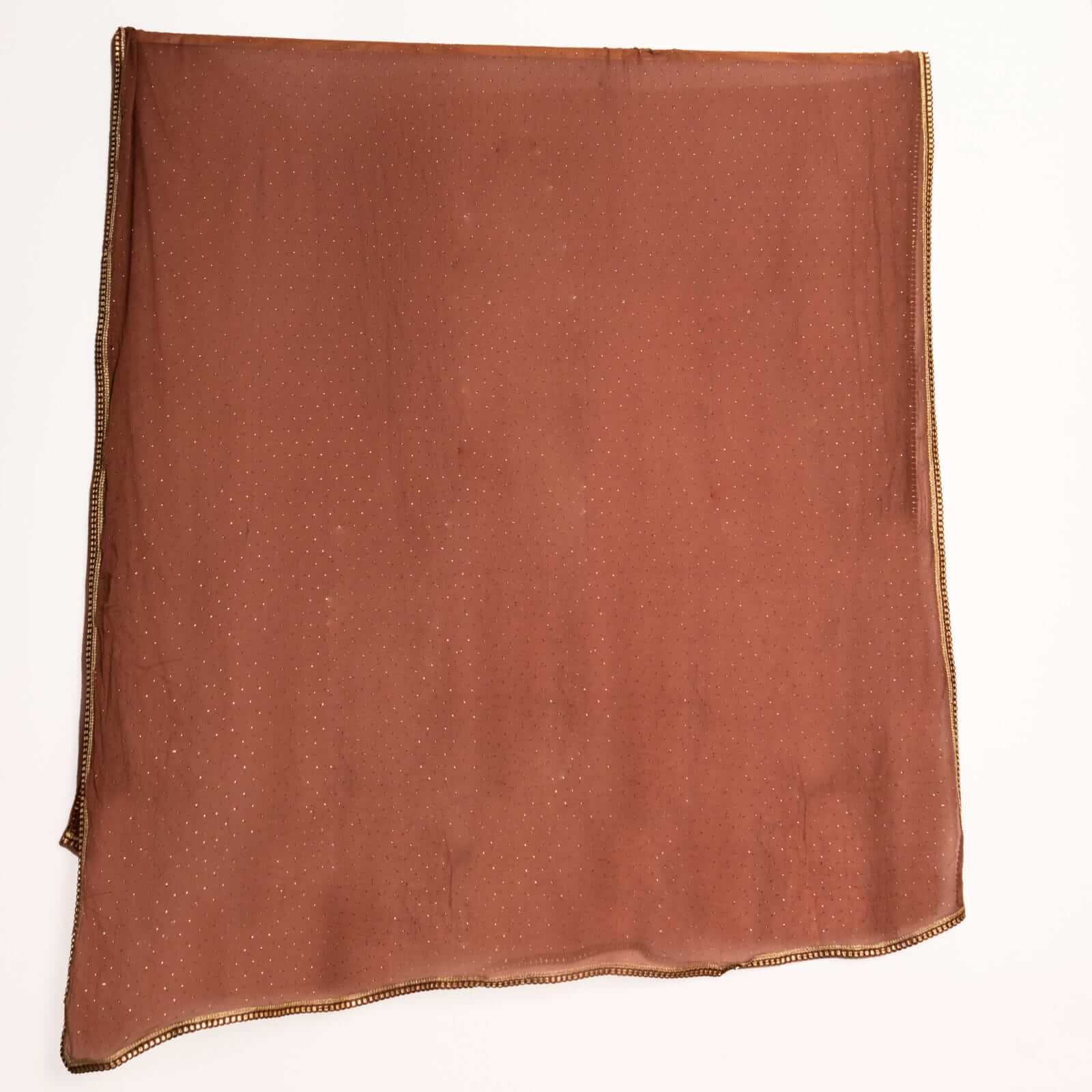 Chiffon Hazelnut Brown Swarovski All sided Lace Dupatta