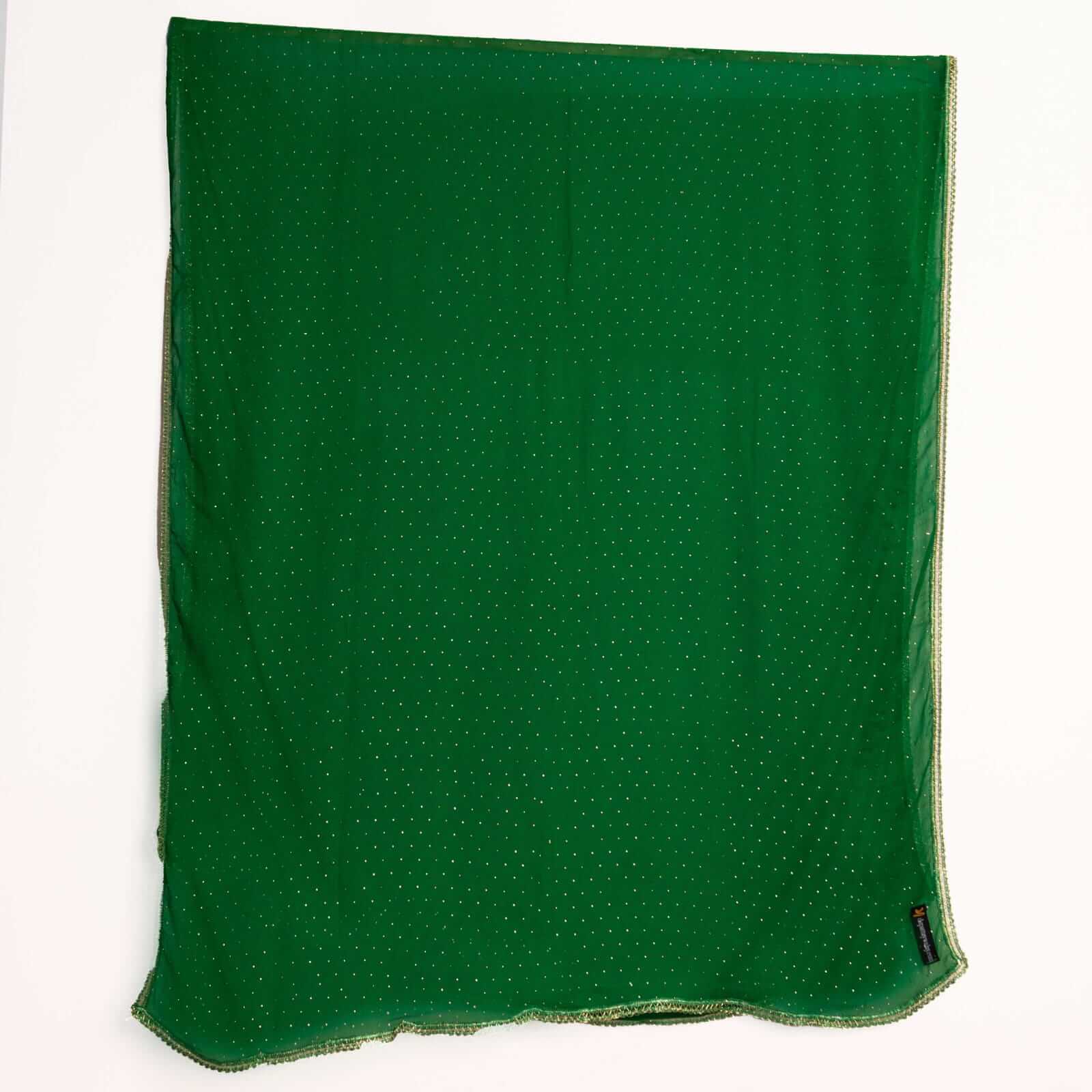 Chiffon Bottle Green Swarovski All sided Lace Dupatta