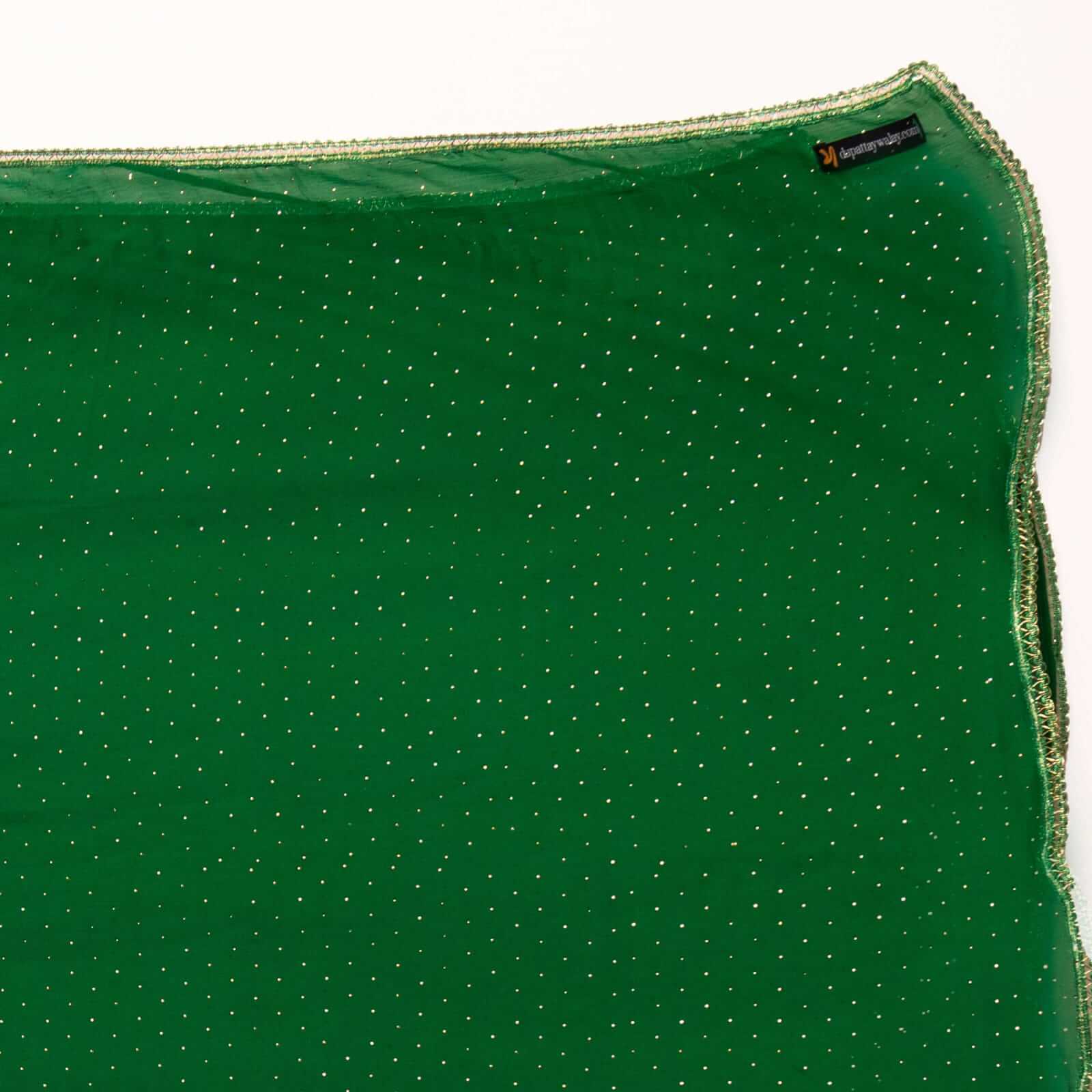 Chiffon Bottle Green Swarovski All sided Lace Dupatta