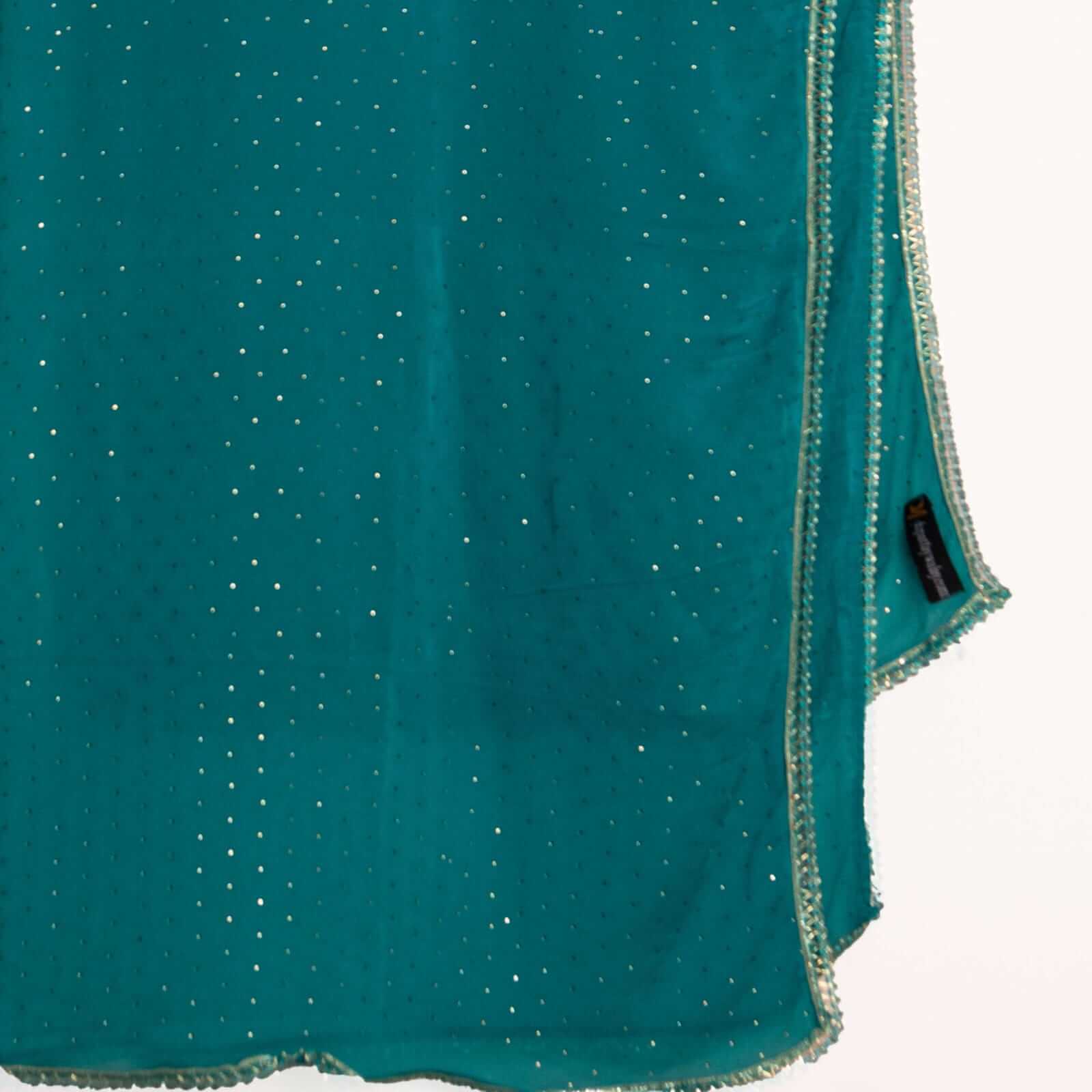 Chiffon Sea Green Swarovski All sided Lace Dupatta