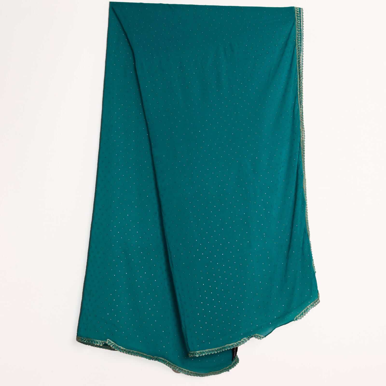 Chiffon Sea Green Swarovski All sided Lace Dupatta