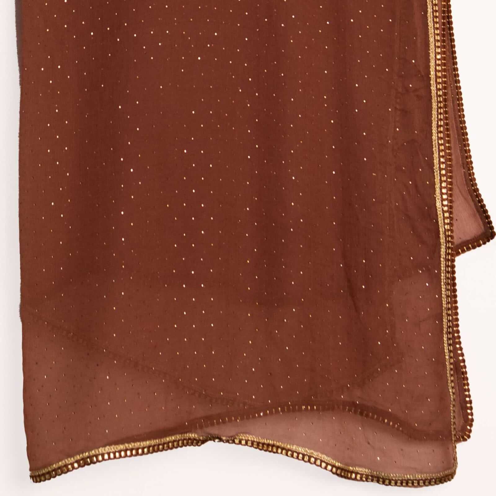 Chiffon Hazelnut Brown Swarovski All sided Lace Dupatta