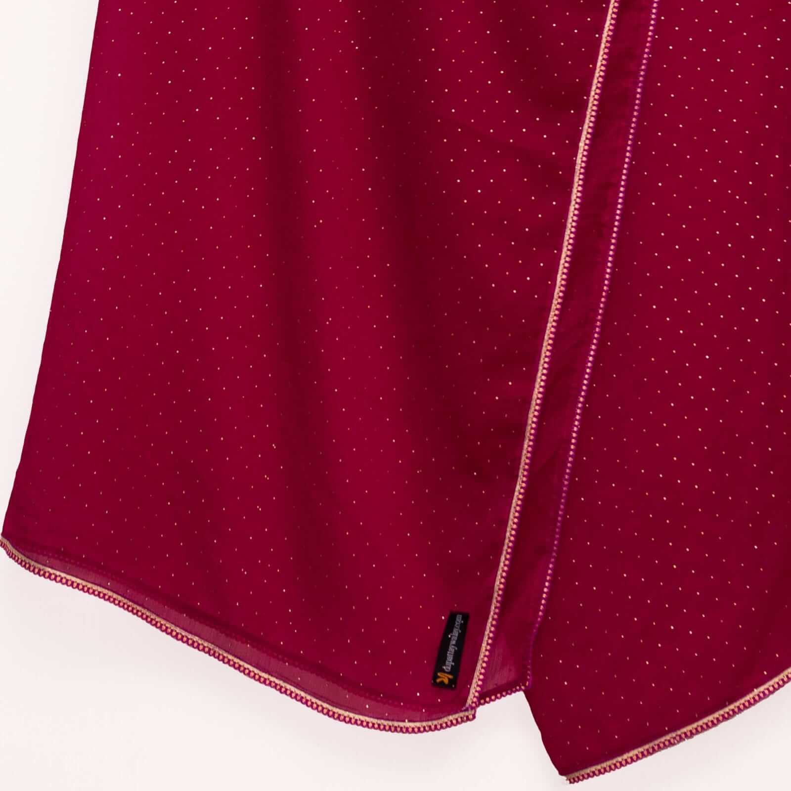Chiffon Magenta Swarovski All sided Lace Dupatta