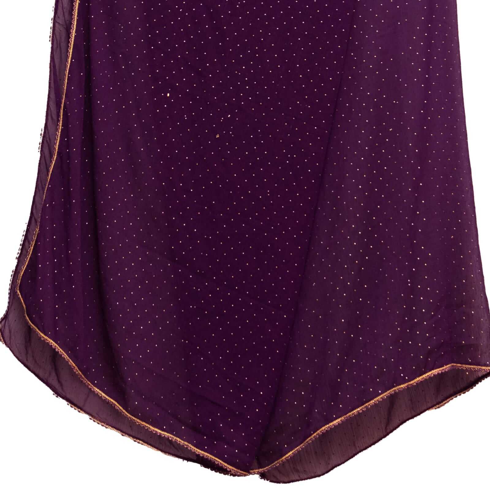 Chiffon Eggplant Purple Swarovski All sided Lace Dupatta