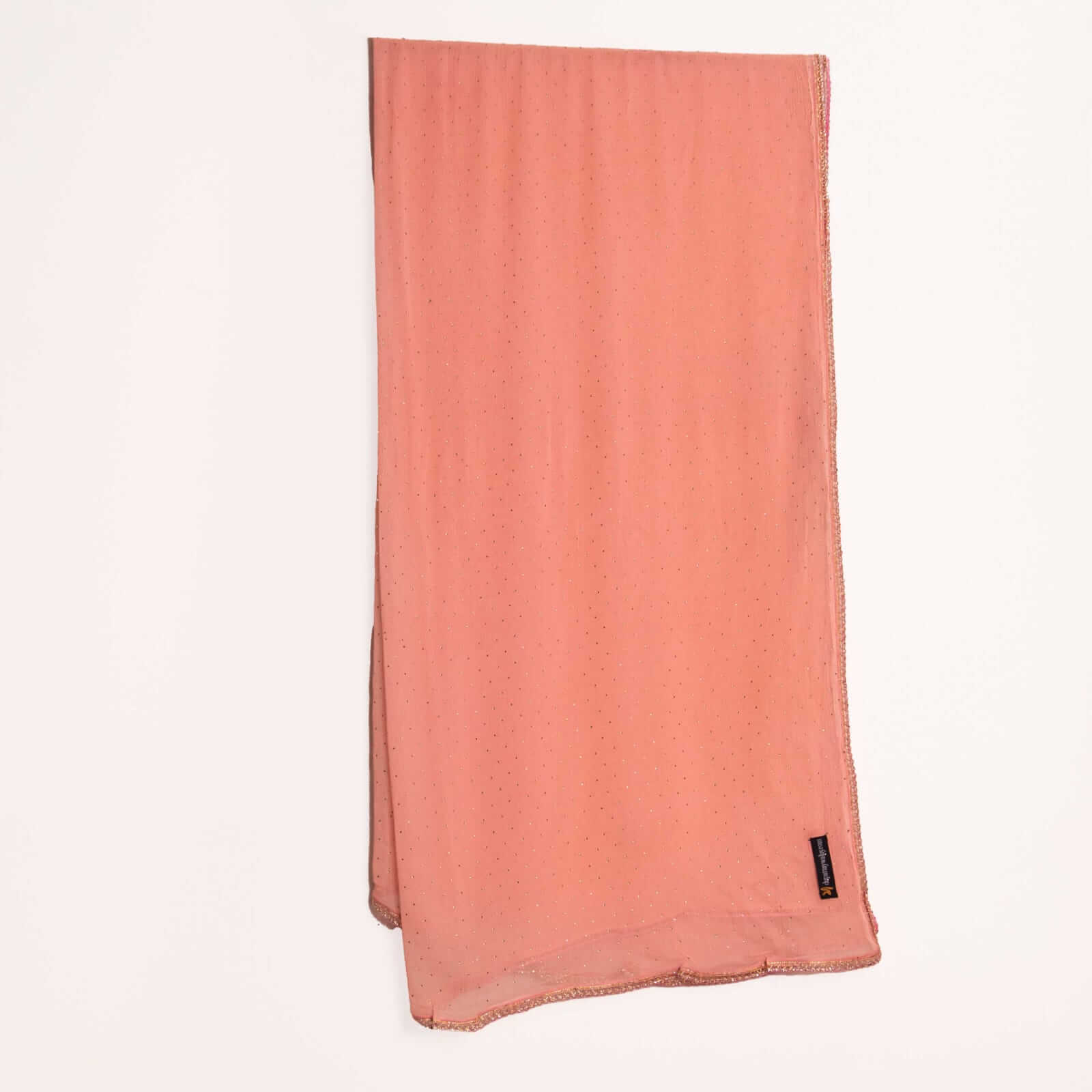 Chiffon Peach Swarovski All sided Lace Dupatta