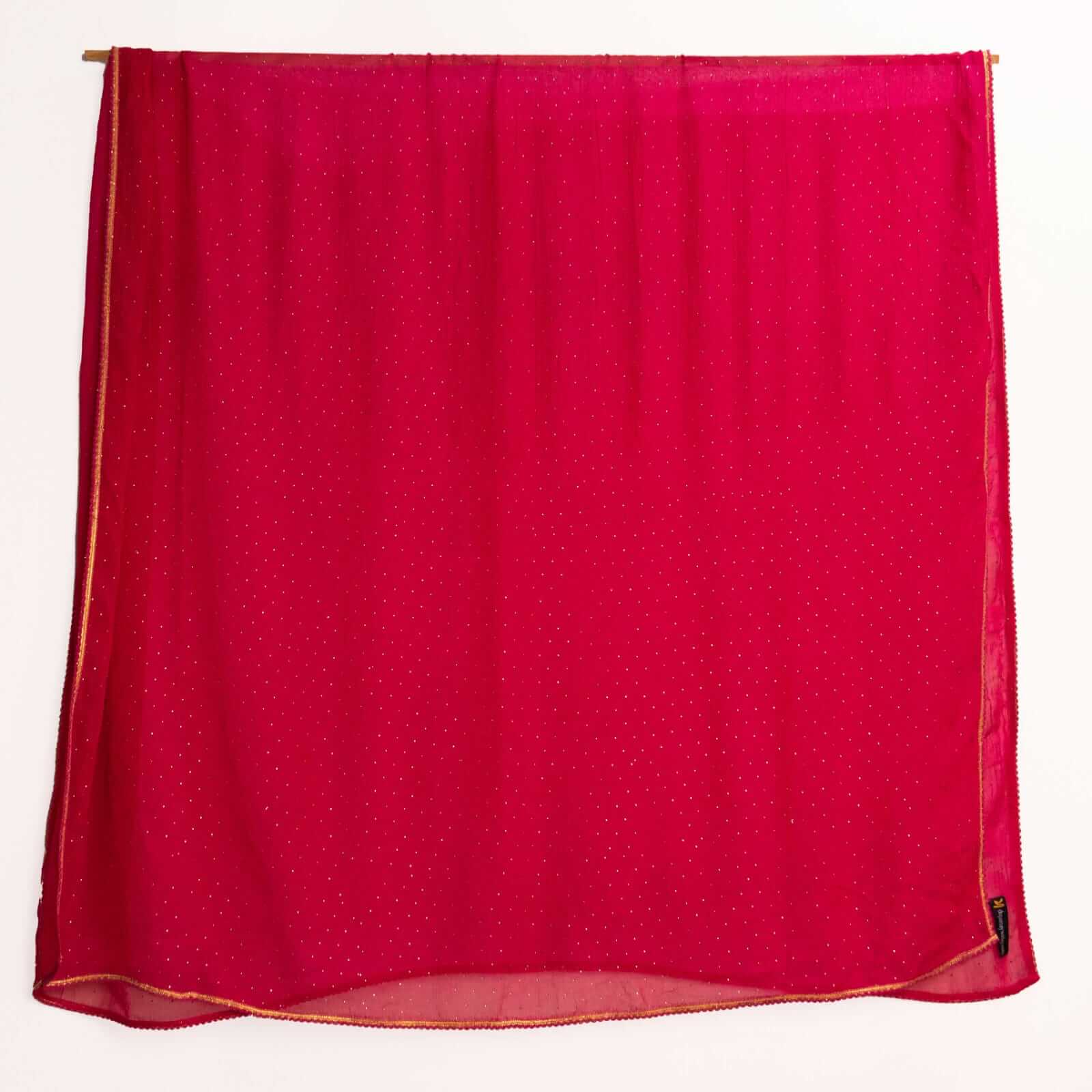 Chiffon Pink Swarovski All sided Lace Dupatta