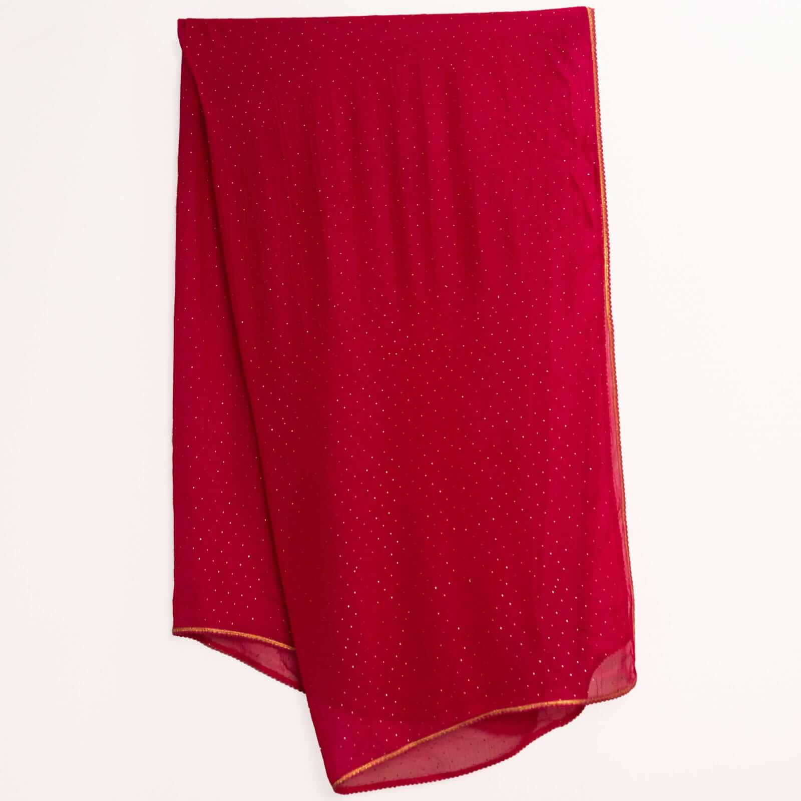 Chiffon Pink Swarovski All sided Lace Dupatta