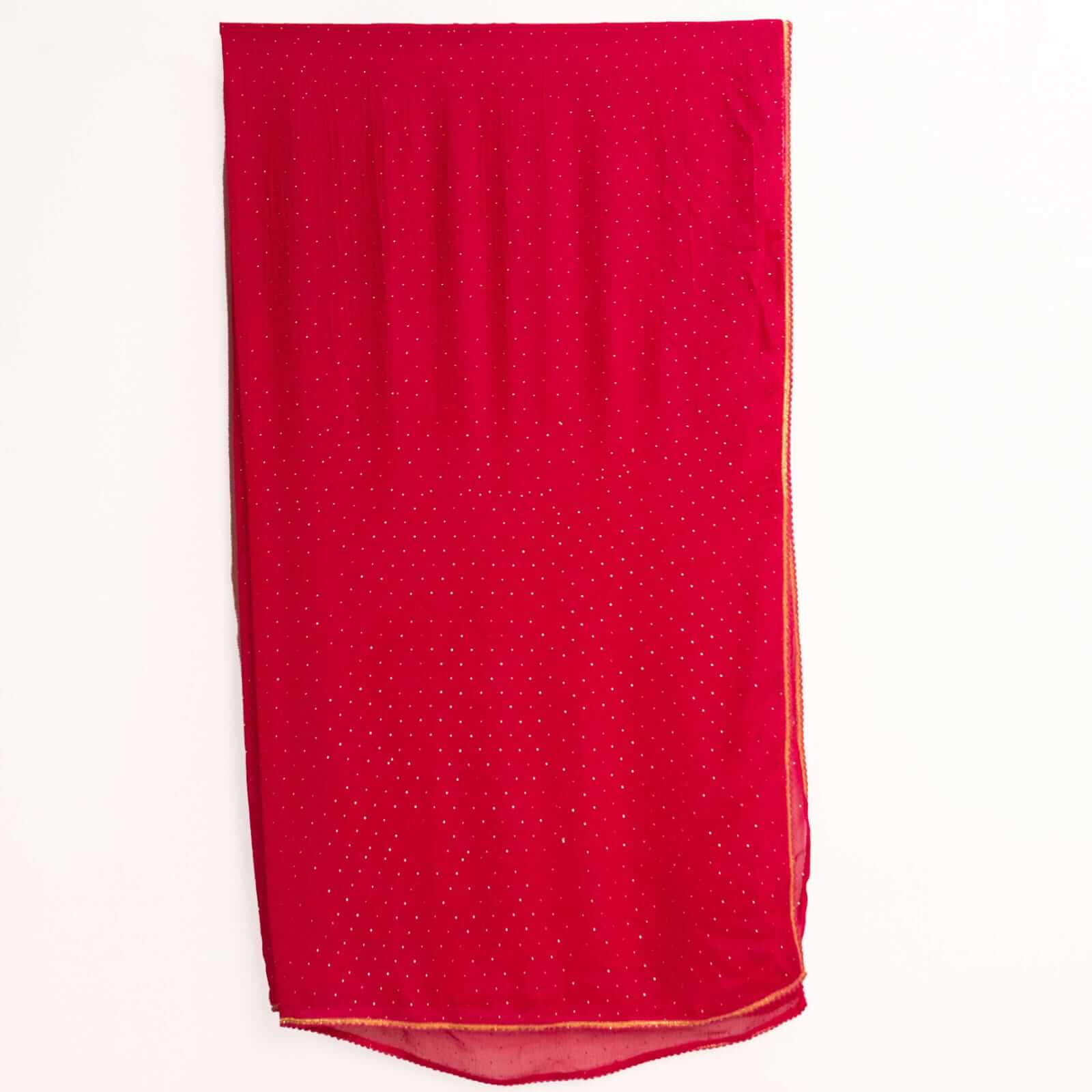 Chiffon Pink Swarovski All sided Lace Dupatta