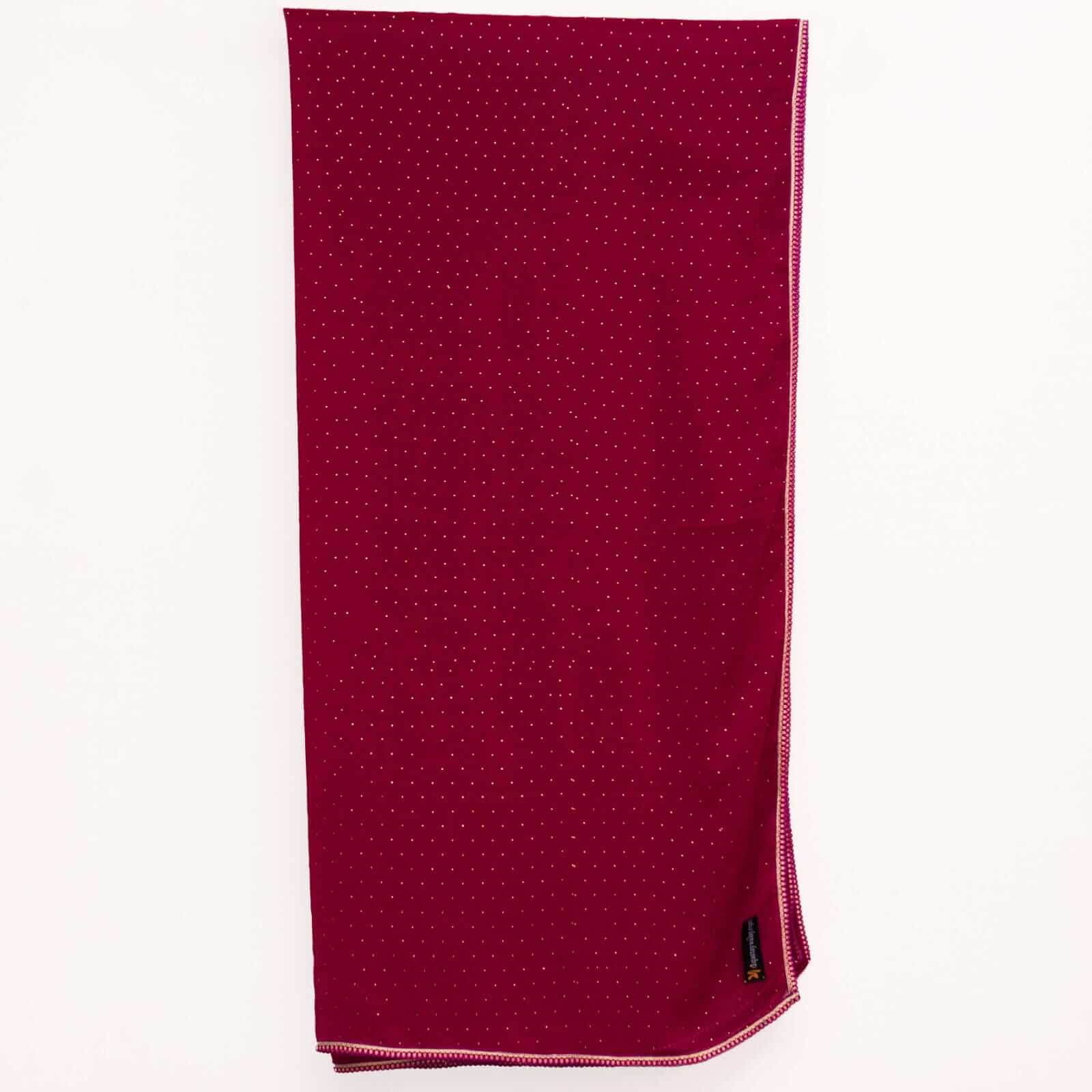 Chiffon Magenta Swarovski All sided Lace Dupatta
