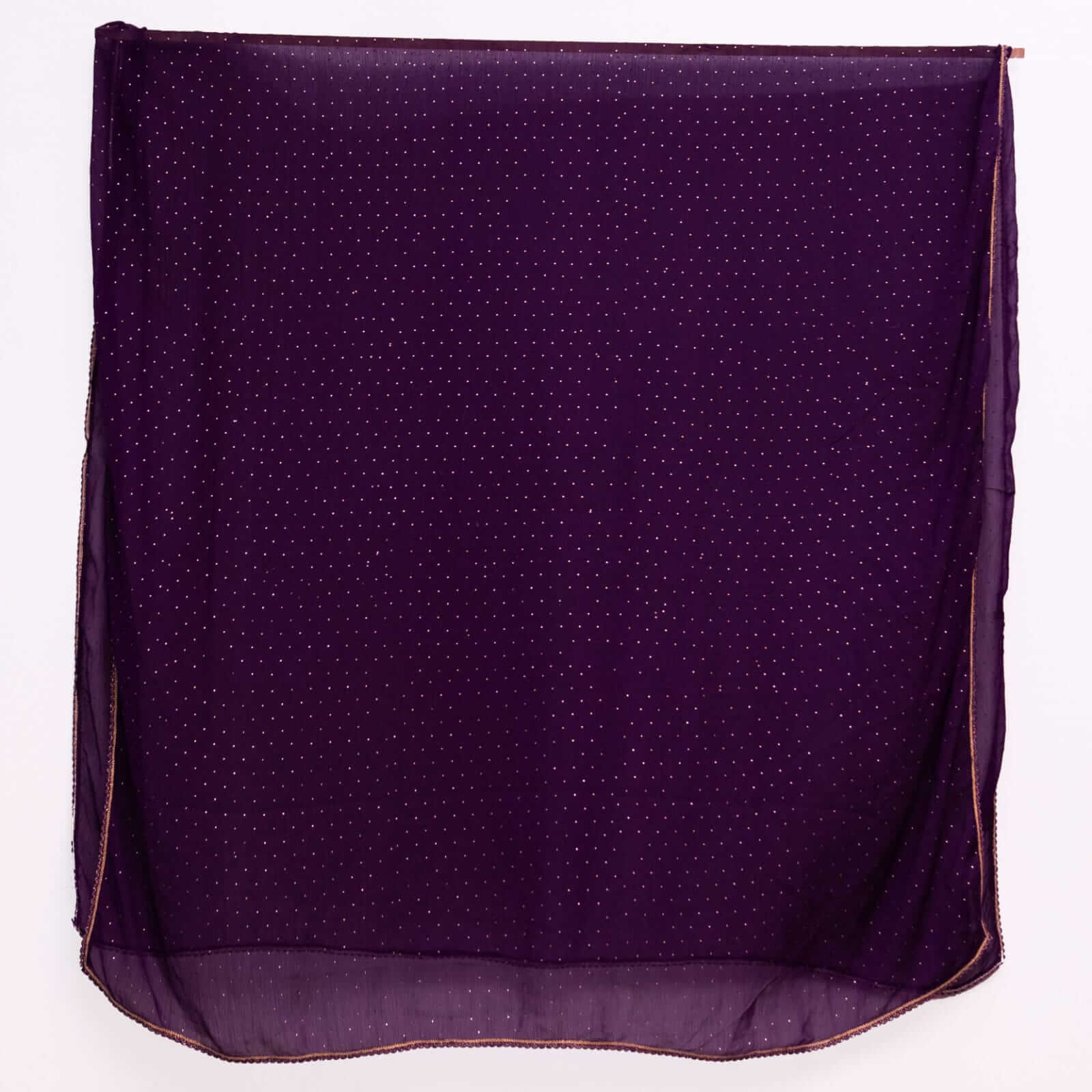 Chiffon Eggplant Purple Swarovski All sided Lace Dupatta