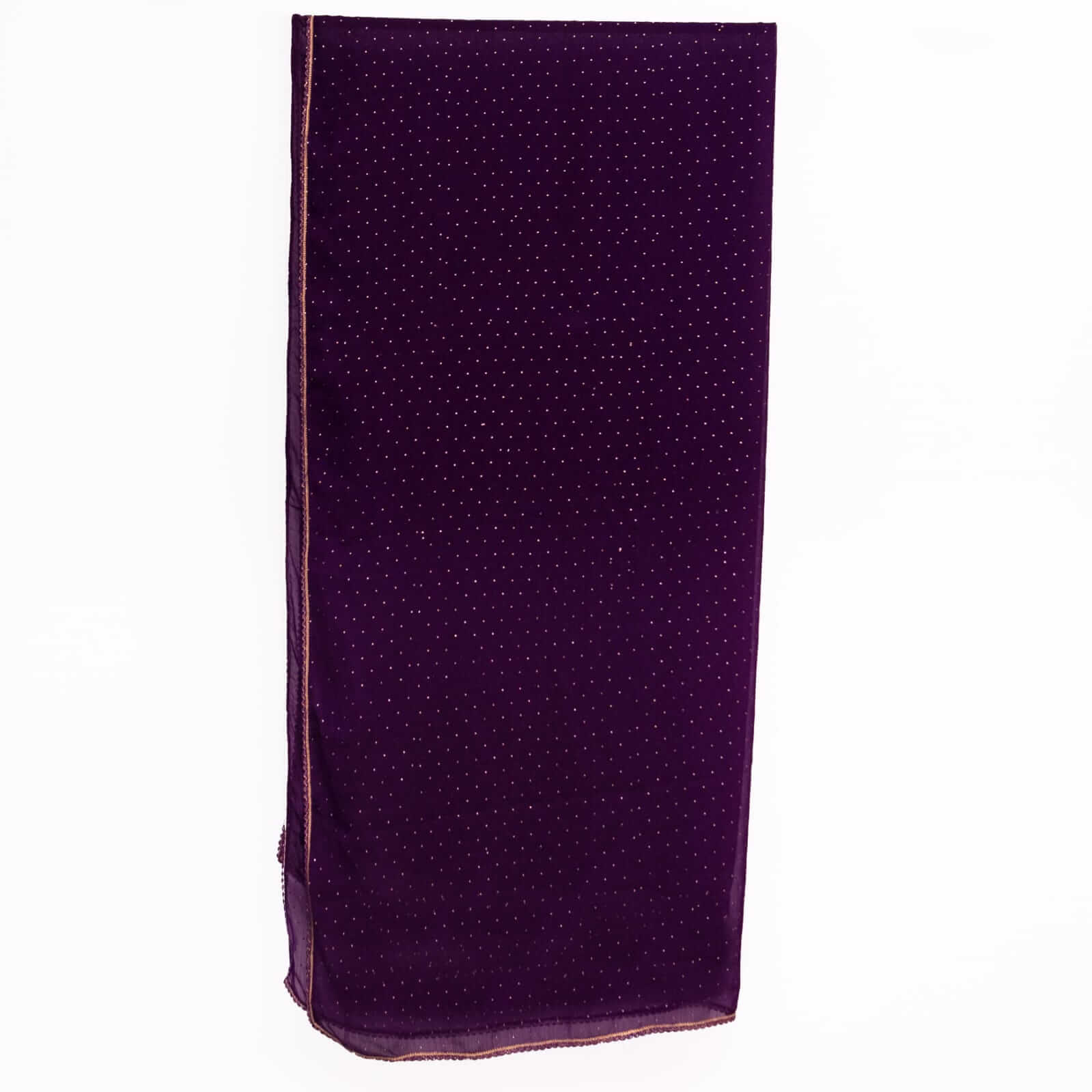 Chiffon Eggplant Purple Swarovski All sided Lace Dupatta