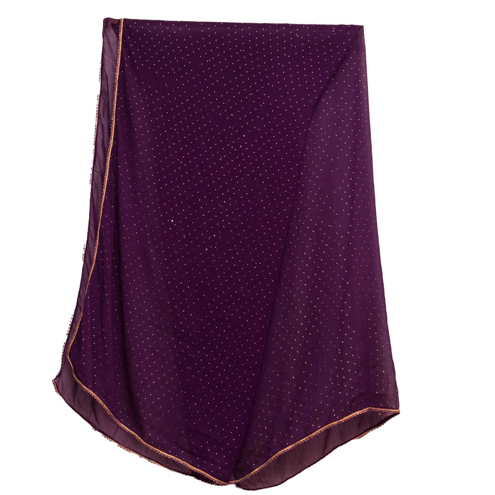 Chiffon Eggplant Purple Swarovski All sided Lace Dupatta