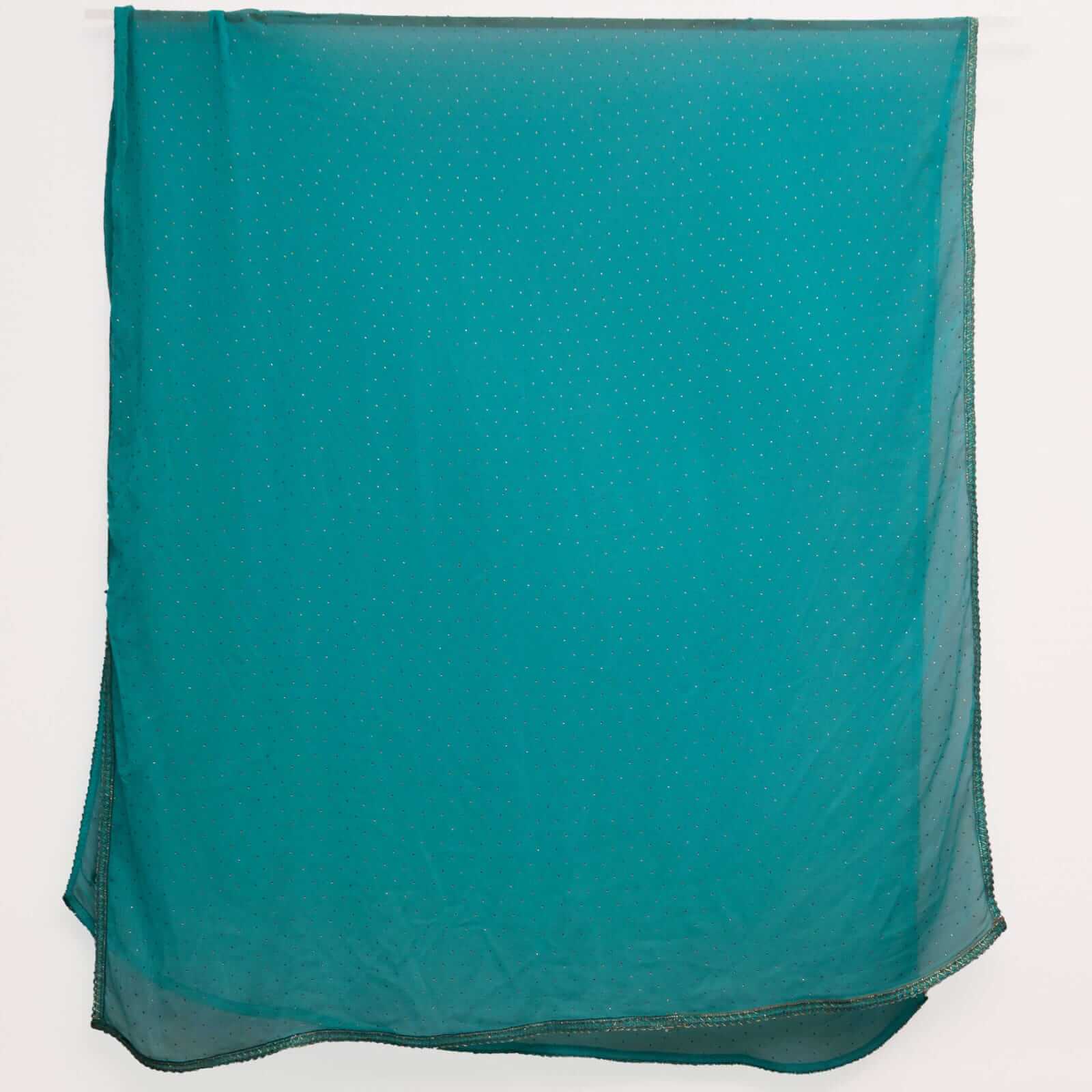 Chiffon Turquoise Blue Swarovski All sided Lace Dupatta
