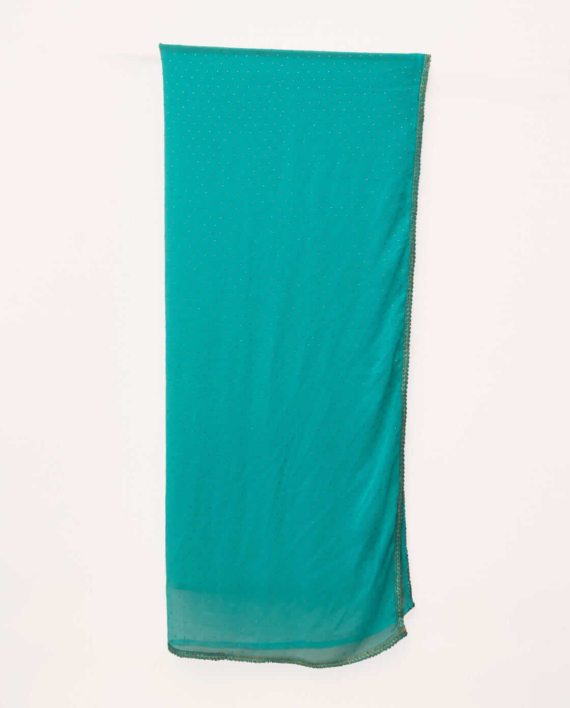 Chiffon Turquoise Blue Swarovski All sided Lace Dupatta