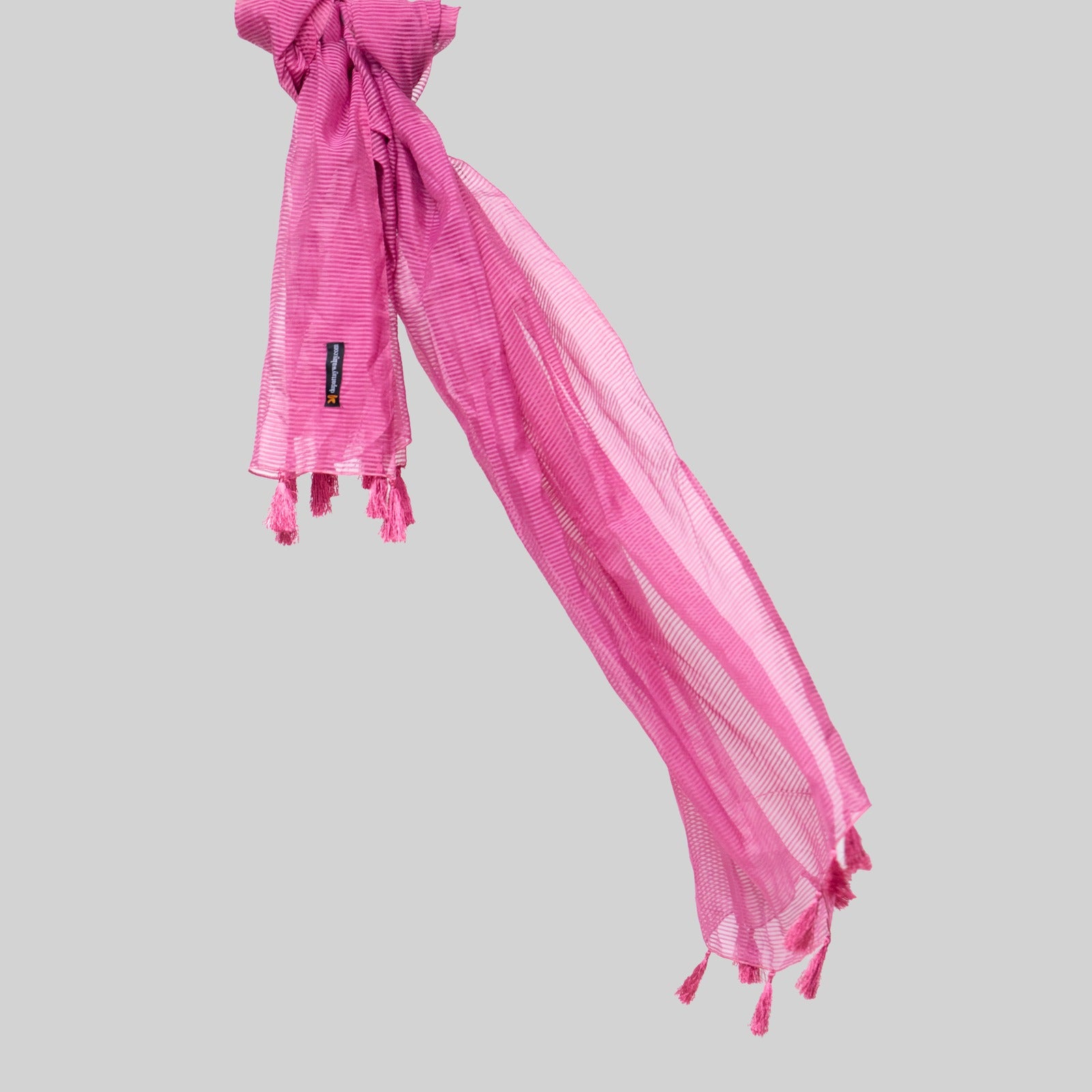 Organza Purple Striped with Tussle Dupatta