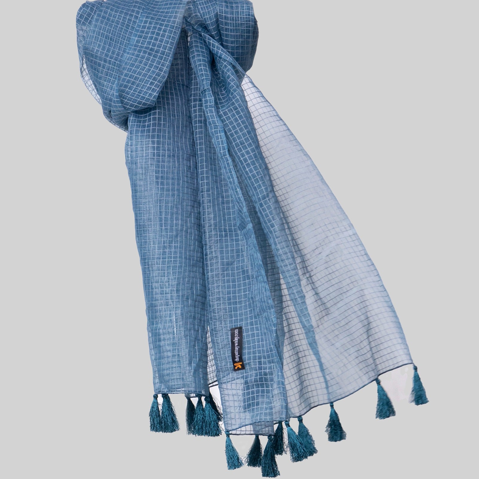 Organza Zinc Checkered with Tussle Dupatta