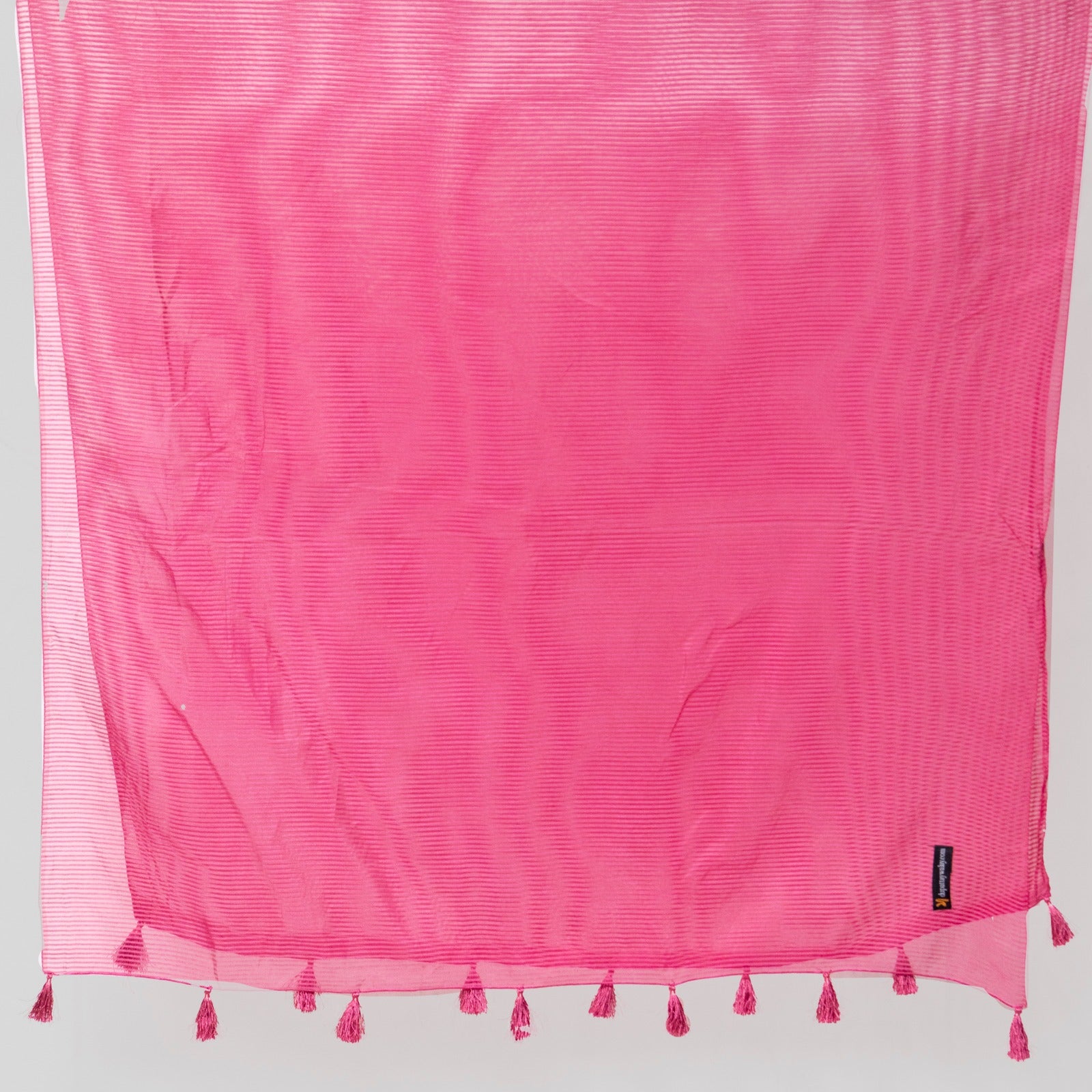 Organza Shocking Pink Striped with Tussle Dupatta