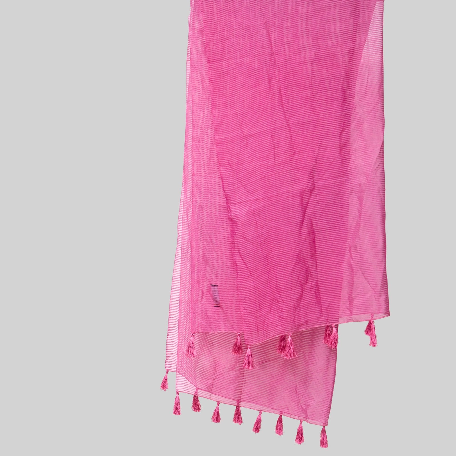 Organza Purple Striped with Tussle Dupatta