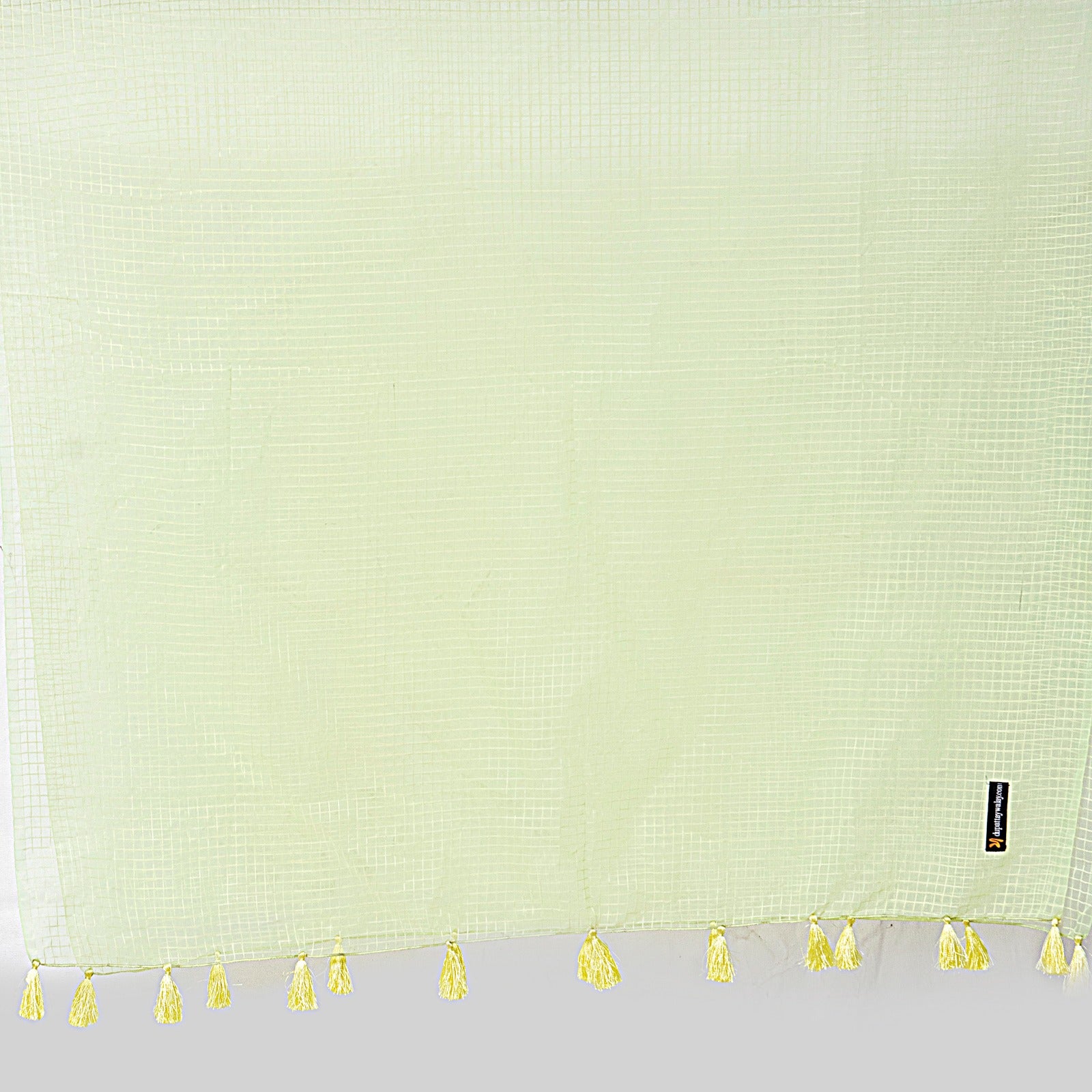 Organza Cream Checkered with Tussle Dupatta