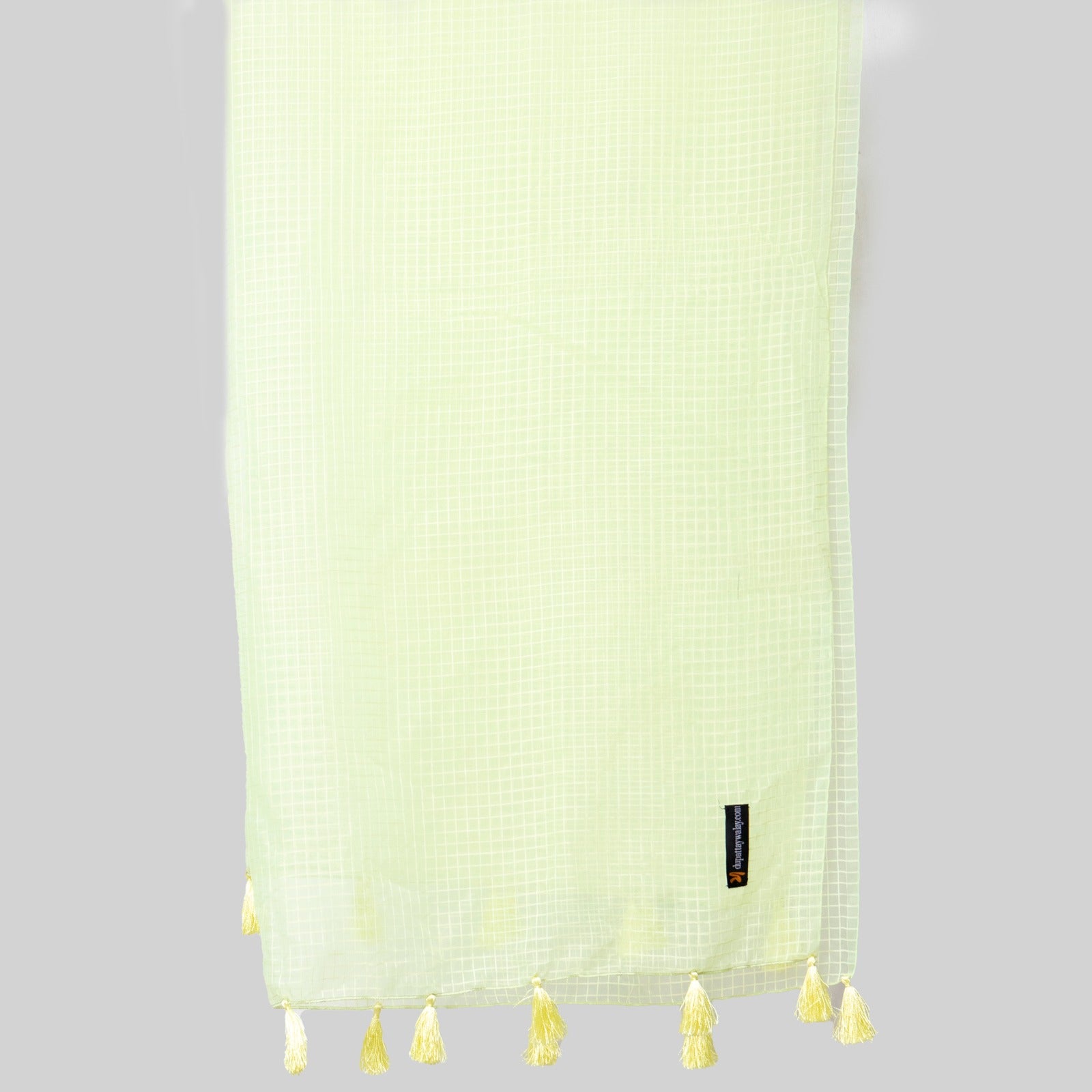 Organza Cream Checkered with Tussle Dupatta