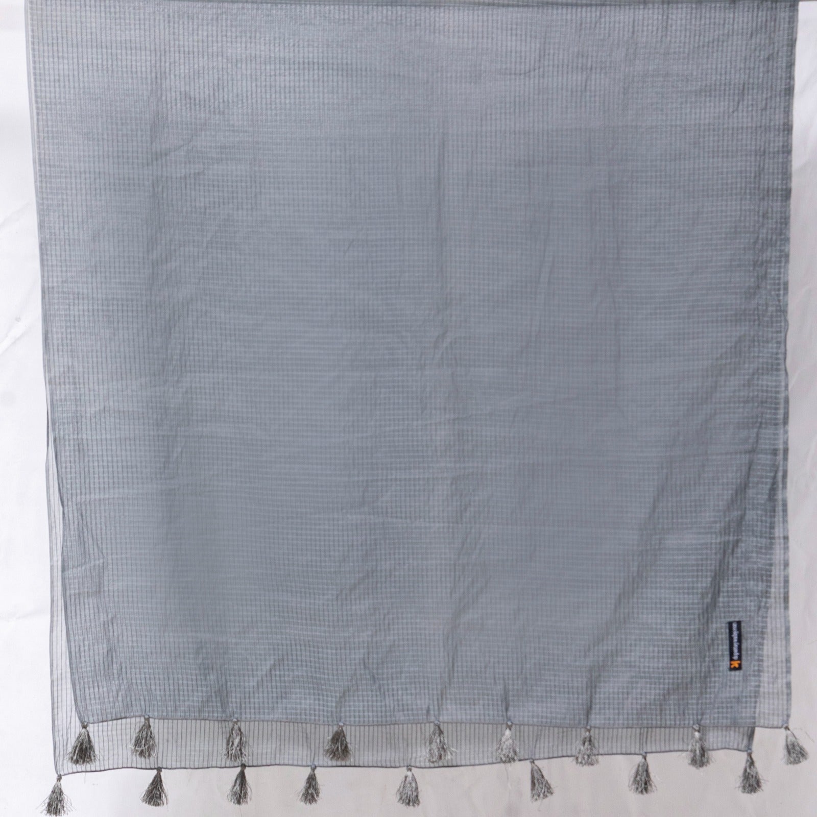 Organza Charcoal Gray Checkered with Tussle Dupatta