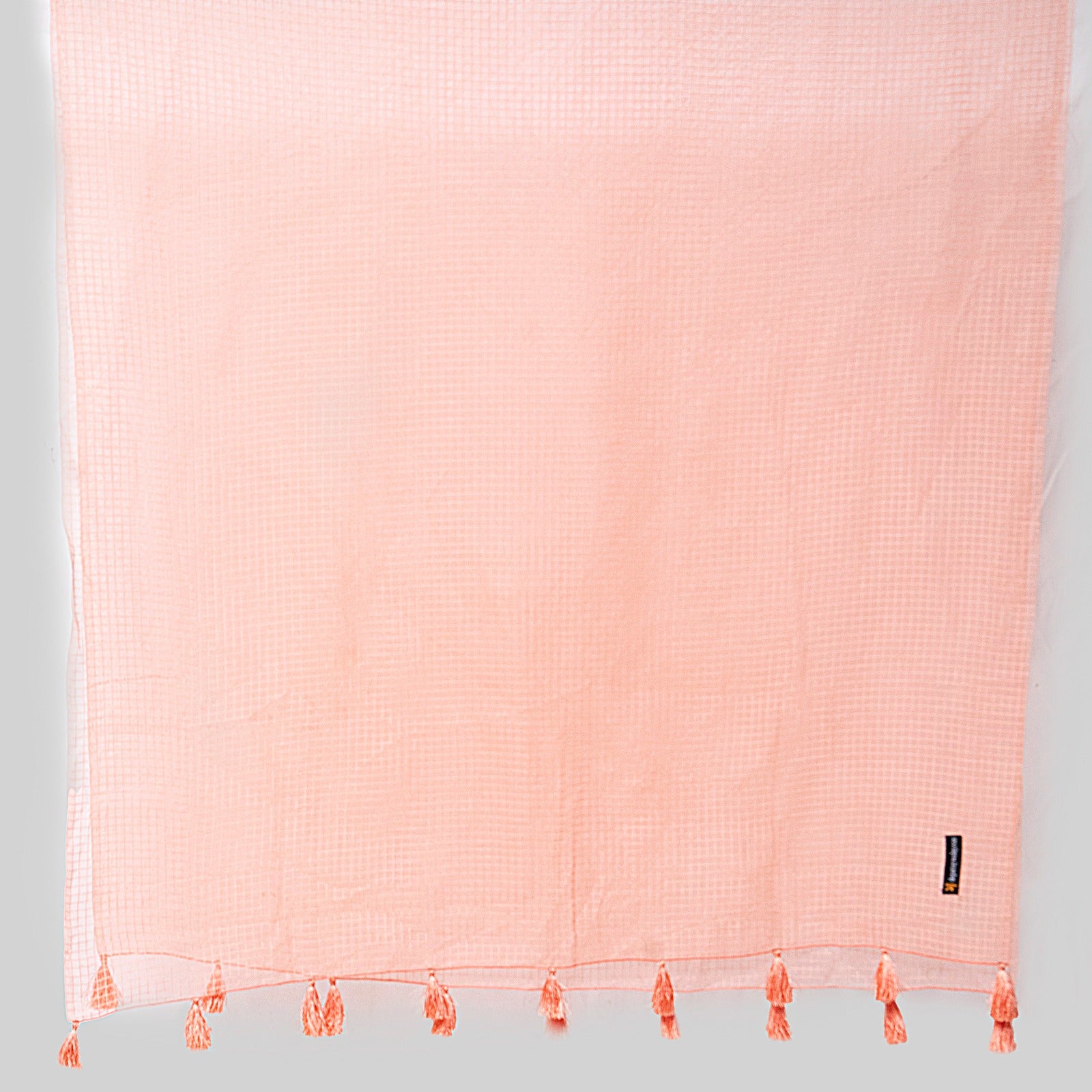 Organza Peach Checkered with Tussle Dupatta