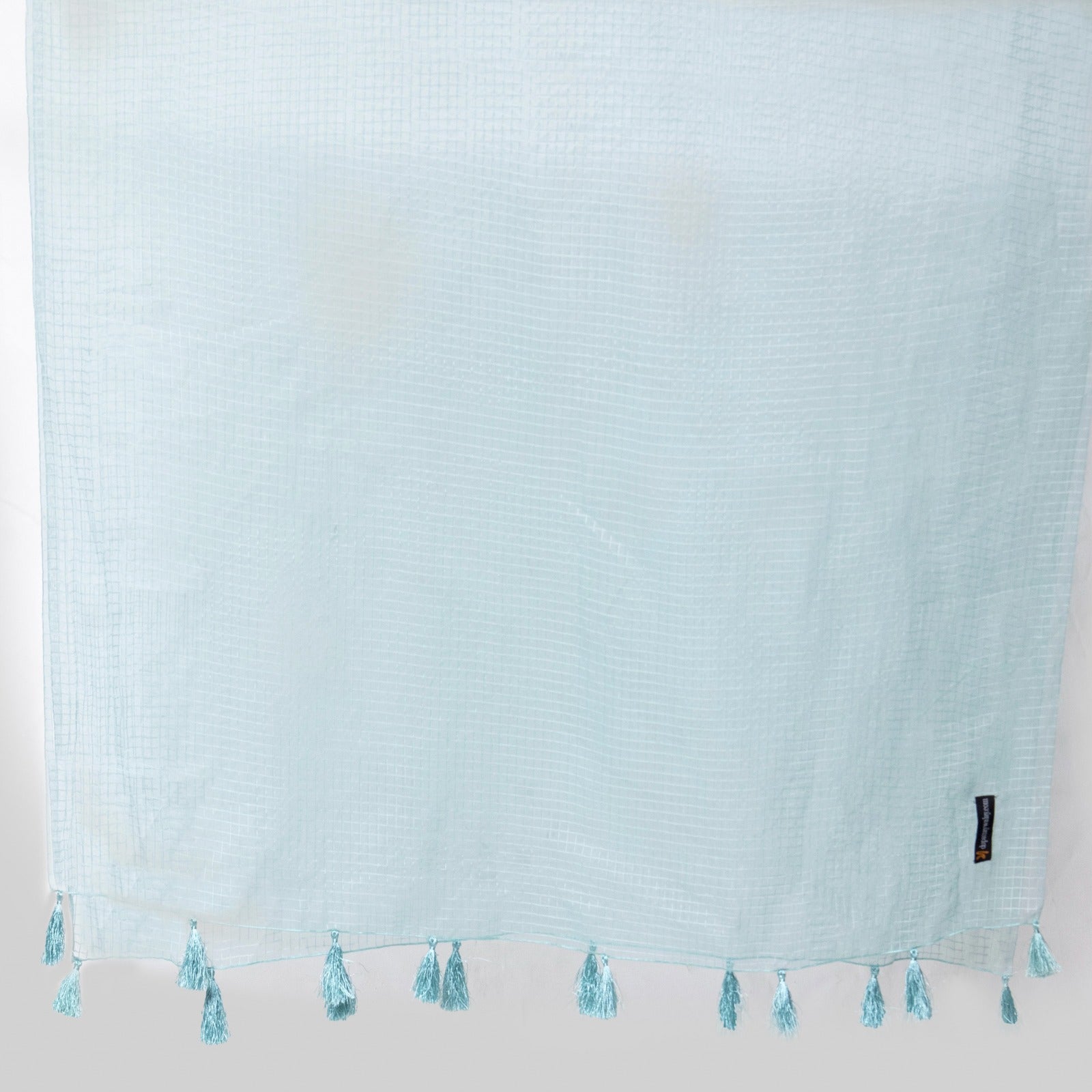 Organza Ocean Blue Checkered with Tussle Dupatta