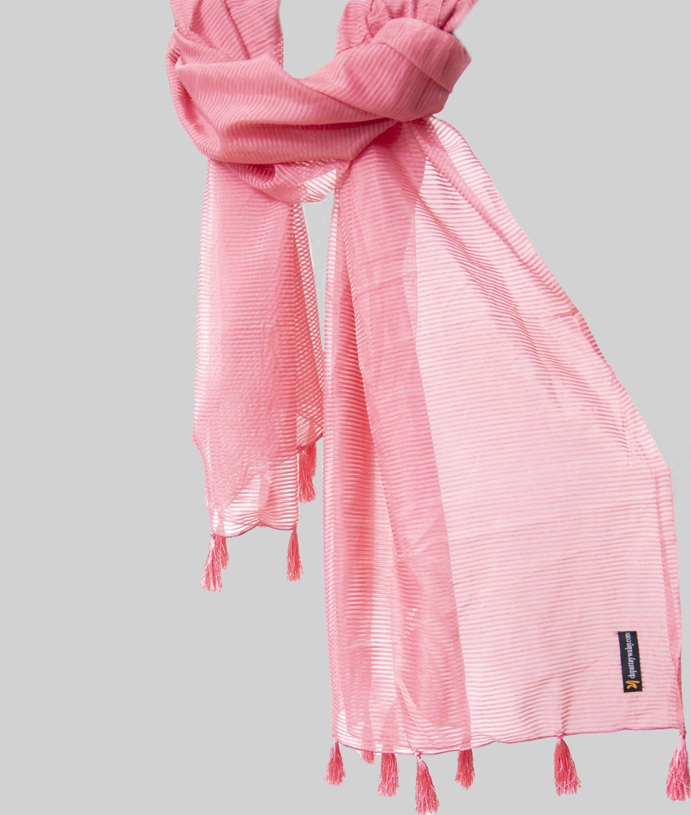 Organza Purple Striped with Tussle Dupatta