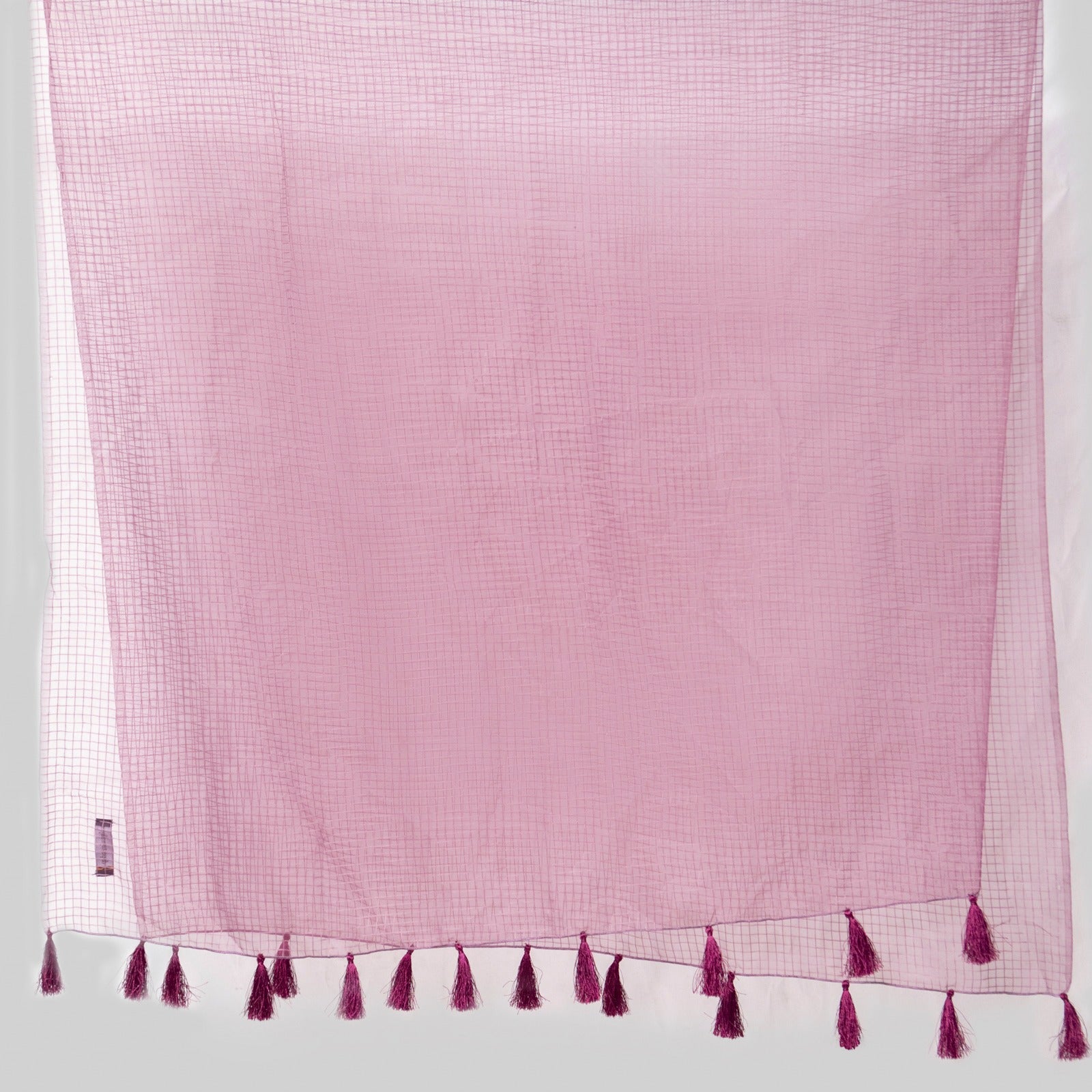 Organza Plum Checkered with Tussle Dupatta