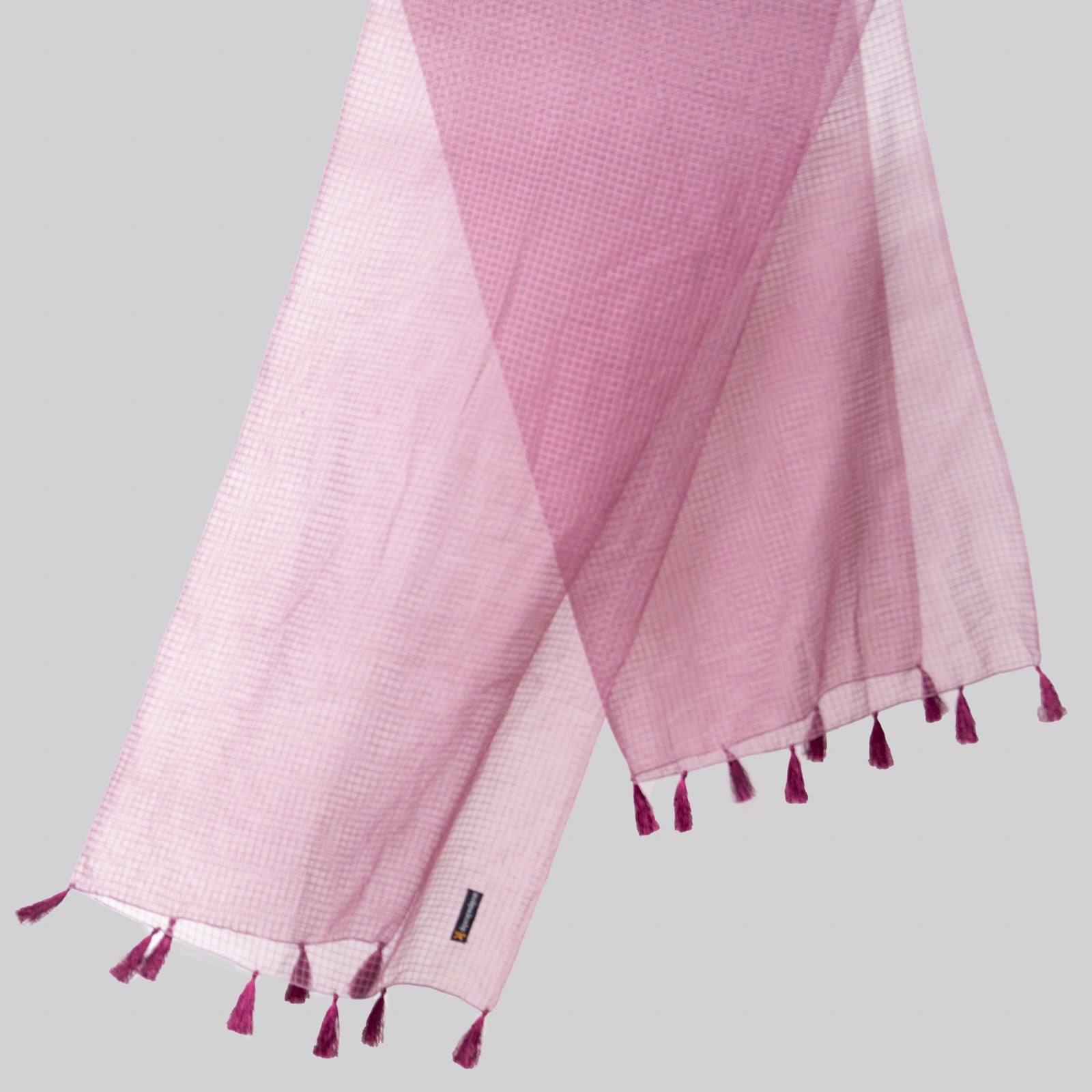 Organza Plum Checkered with Tussle Dupatta