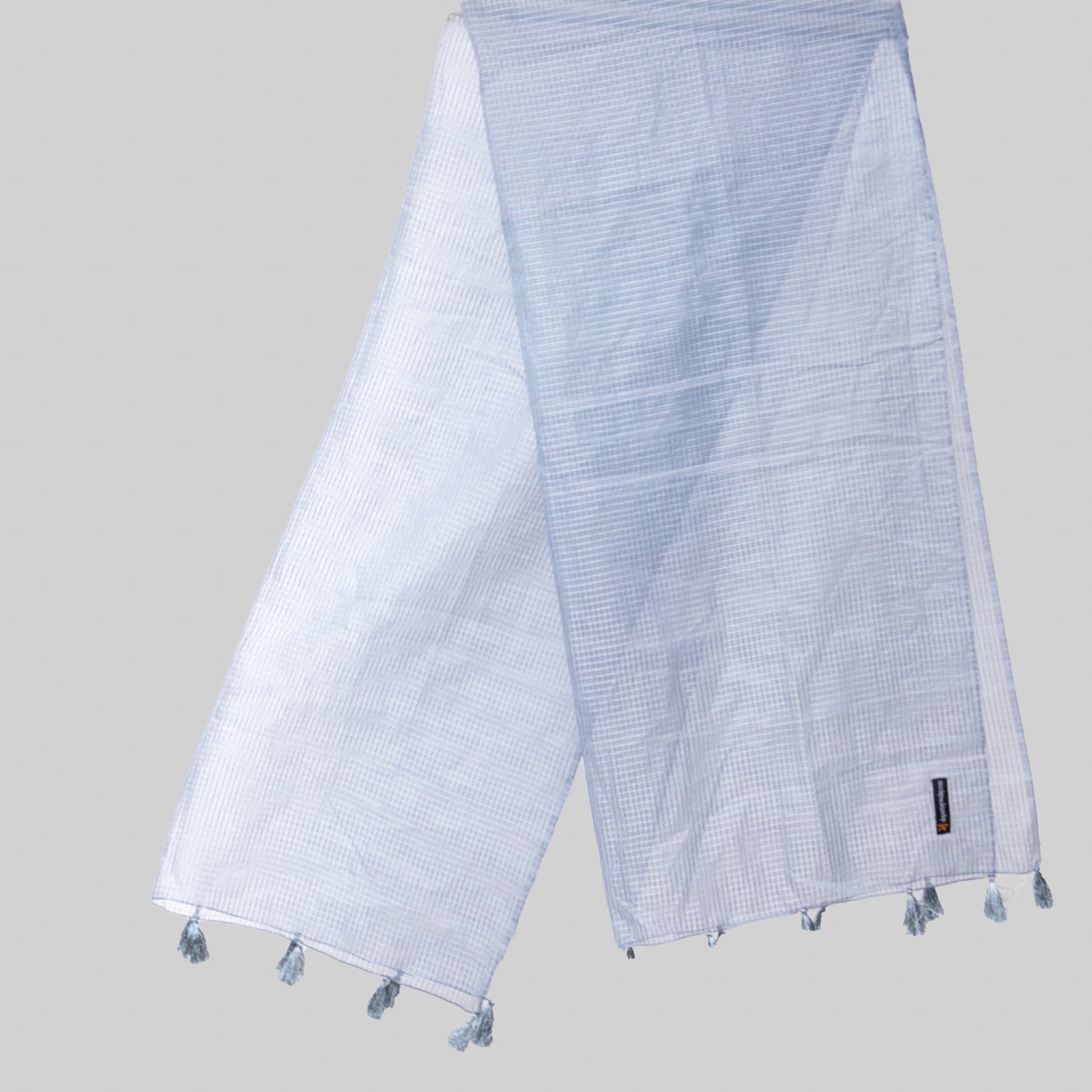 Organza Gray Checkered with Tussle Dupatta