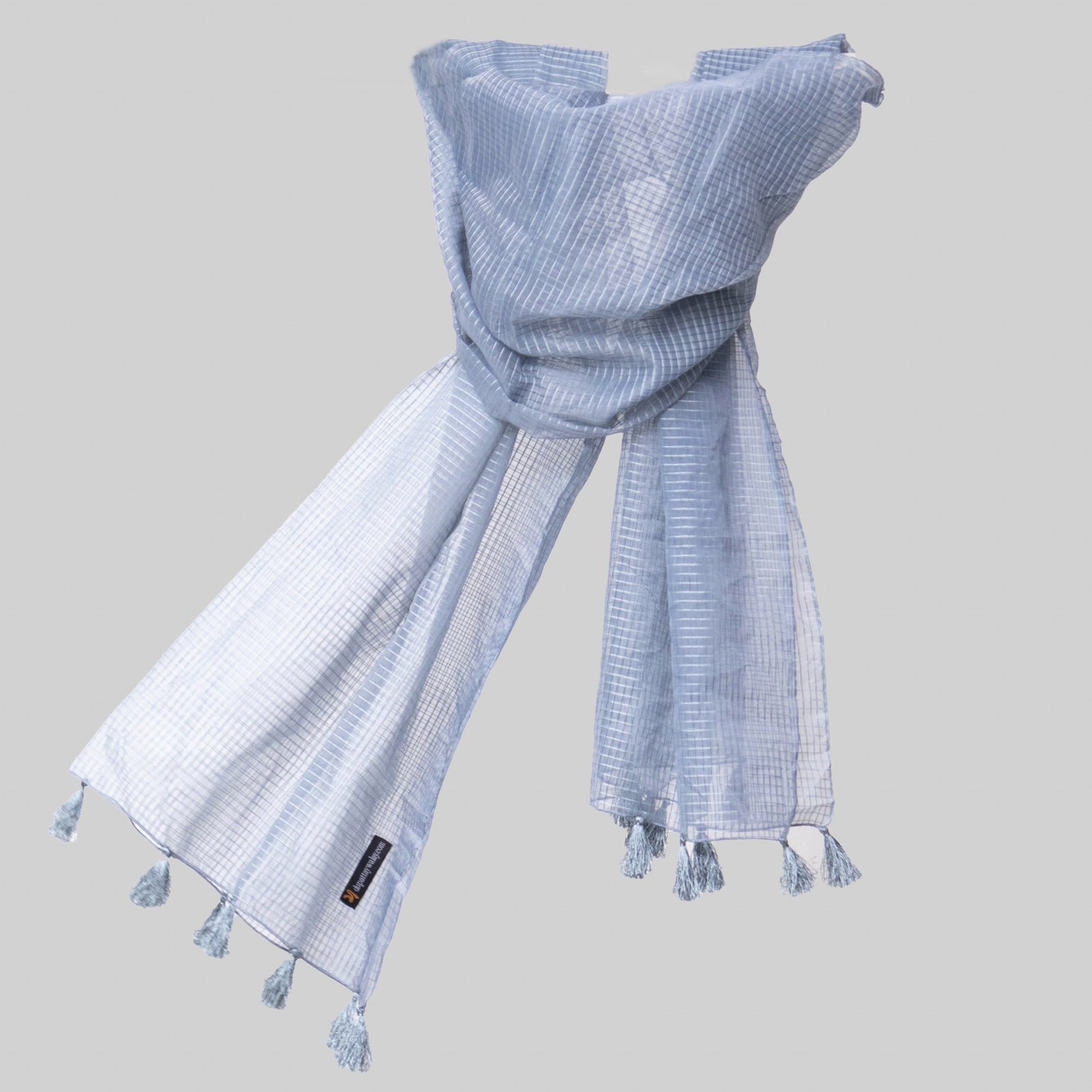 Organza Gray Checkered with Tussle Dupatta